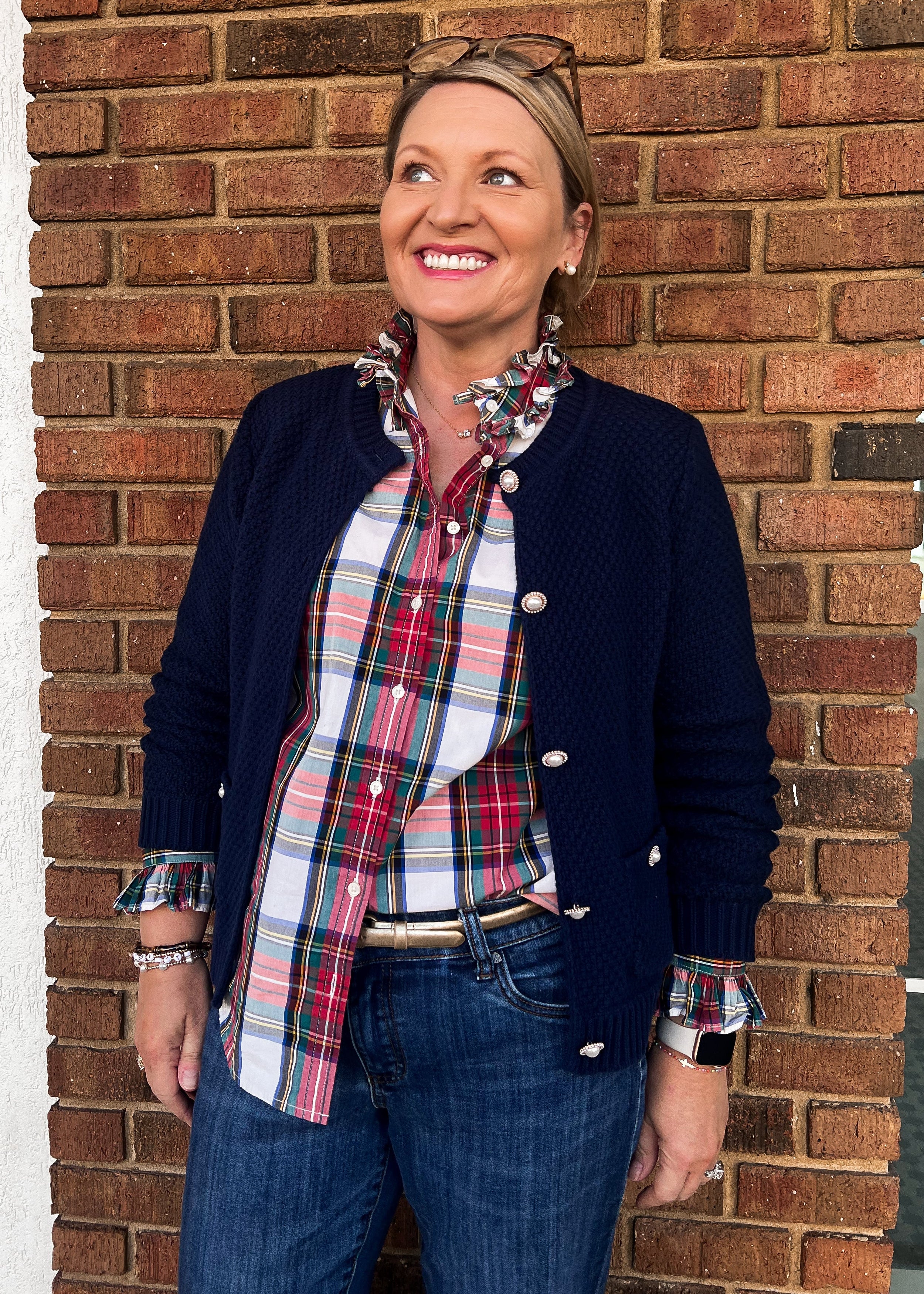 Callie Navy Pearl Button Cardigan