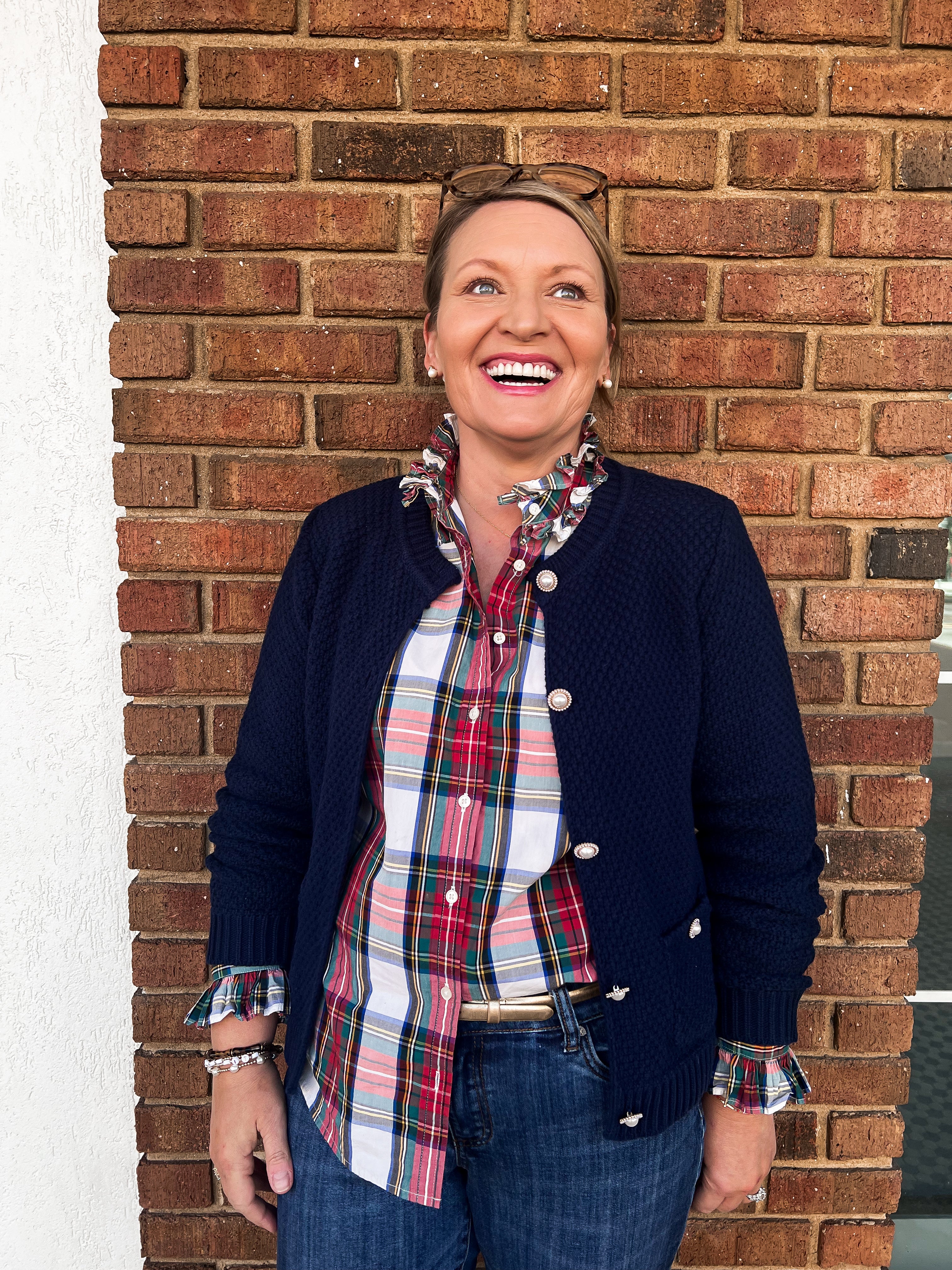 Callie Navy Pearl Button Cardigan