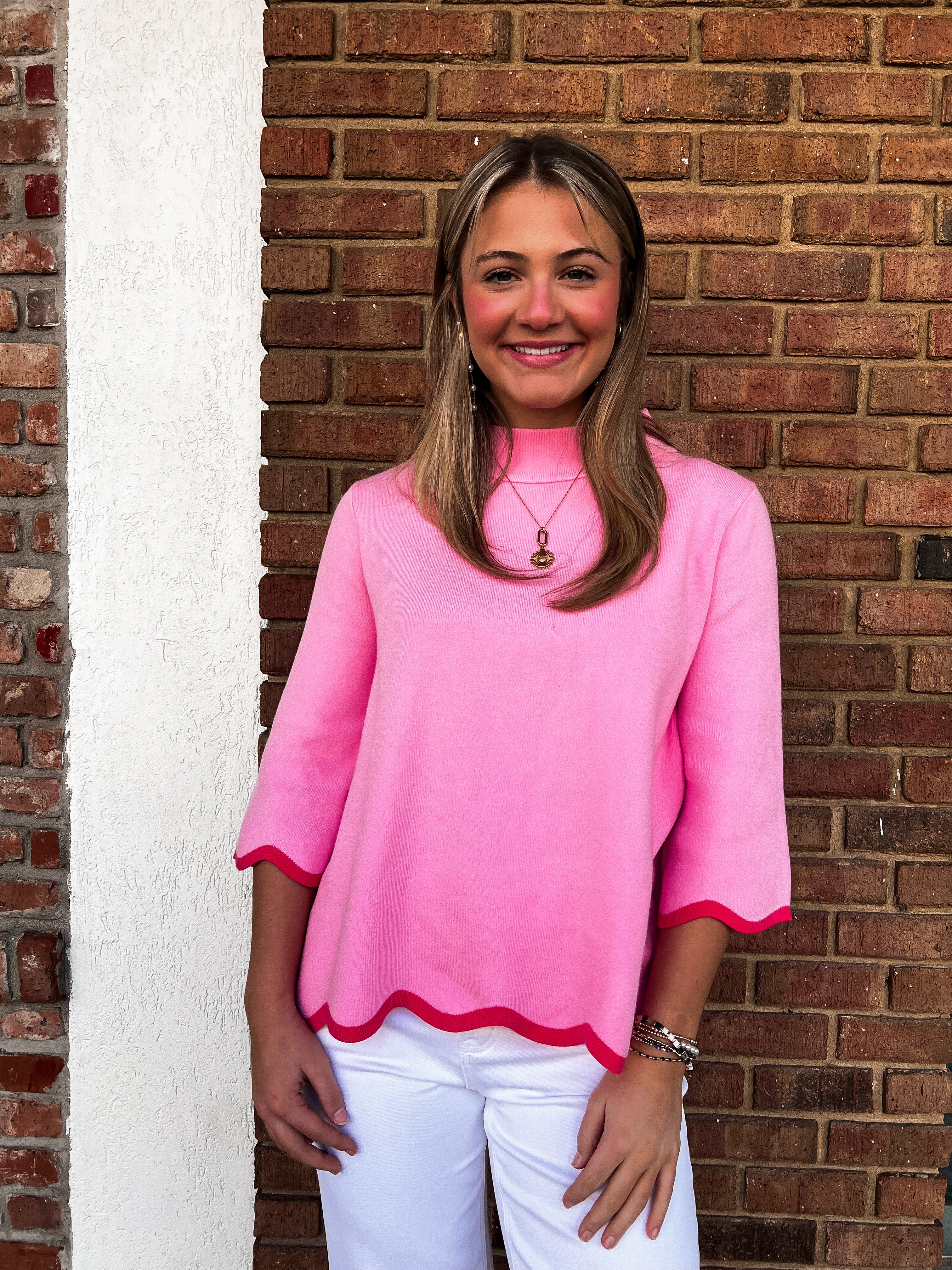 Pink Mock Neck Sweater