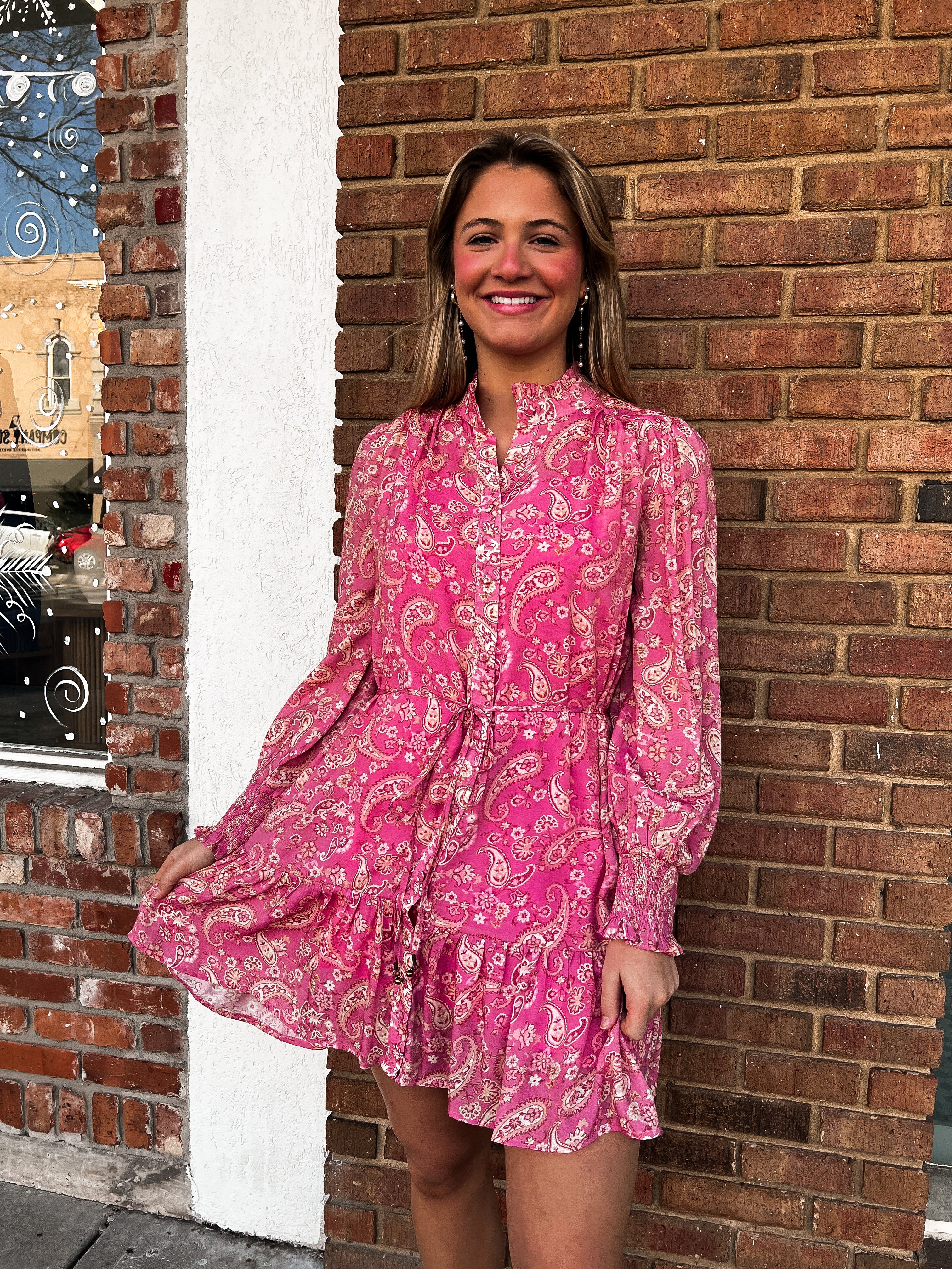 Paisley Tie Waist Dress