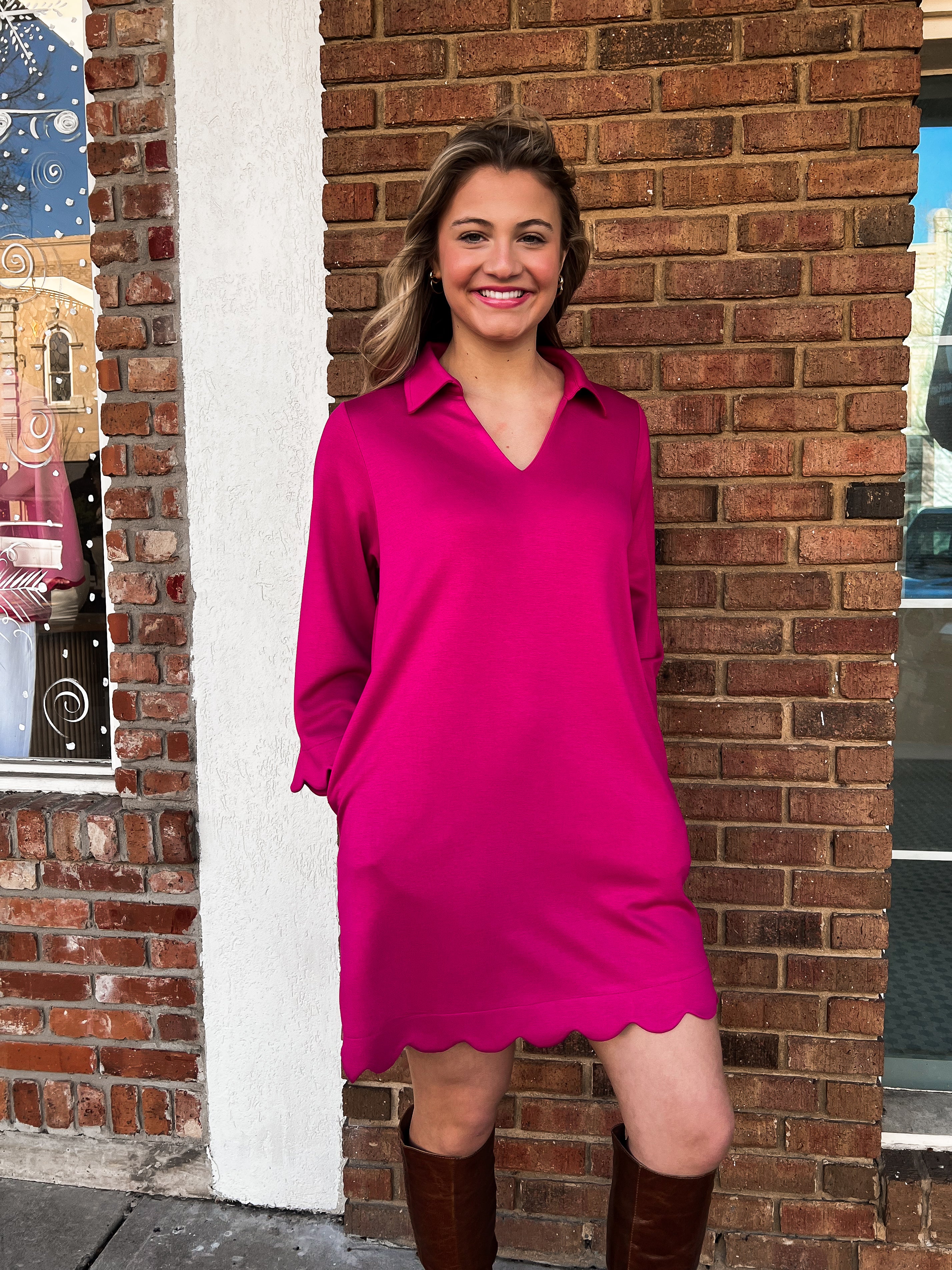 Hannah Pink Scallop Dress