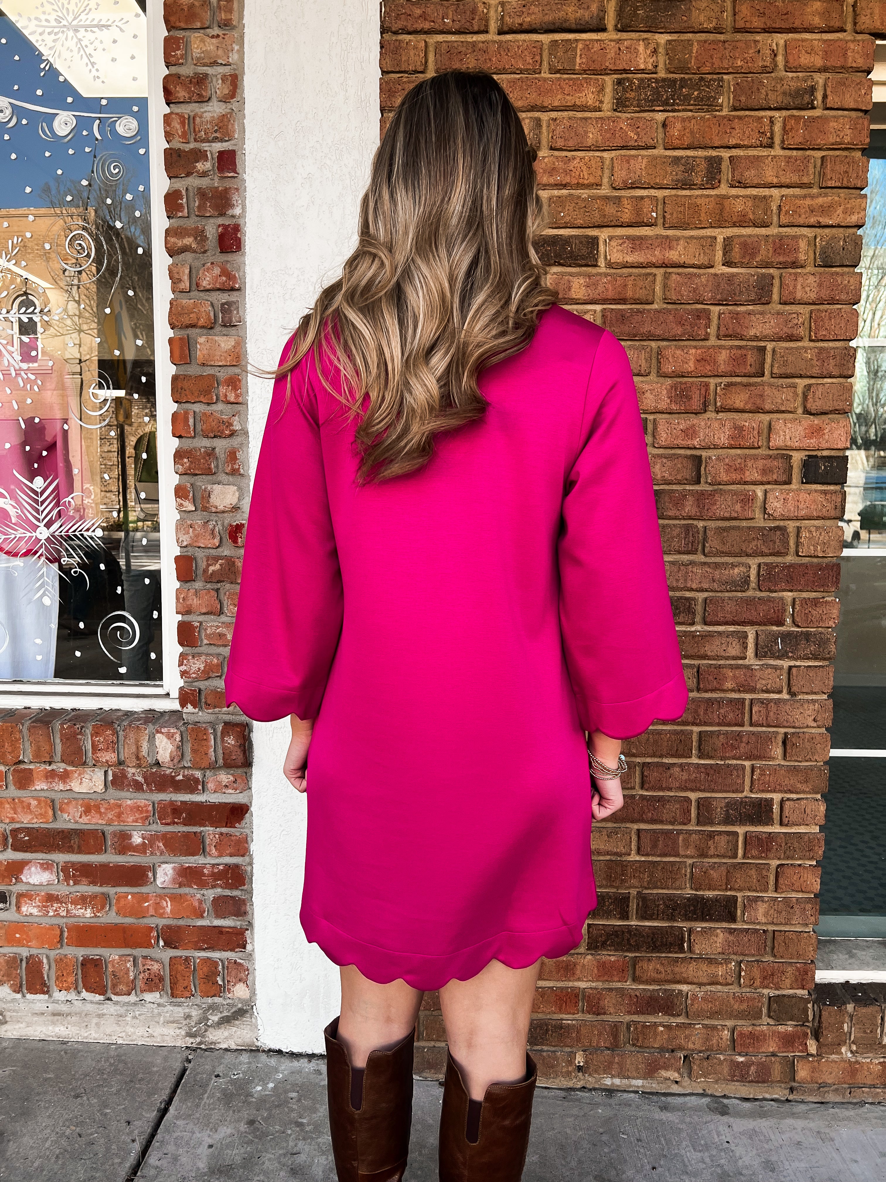 Hannah Pink Scallop Dress