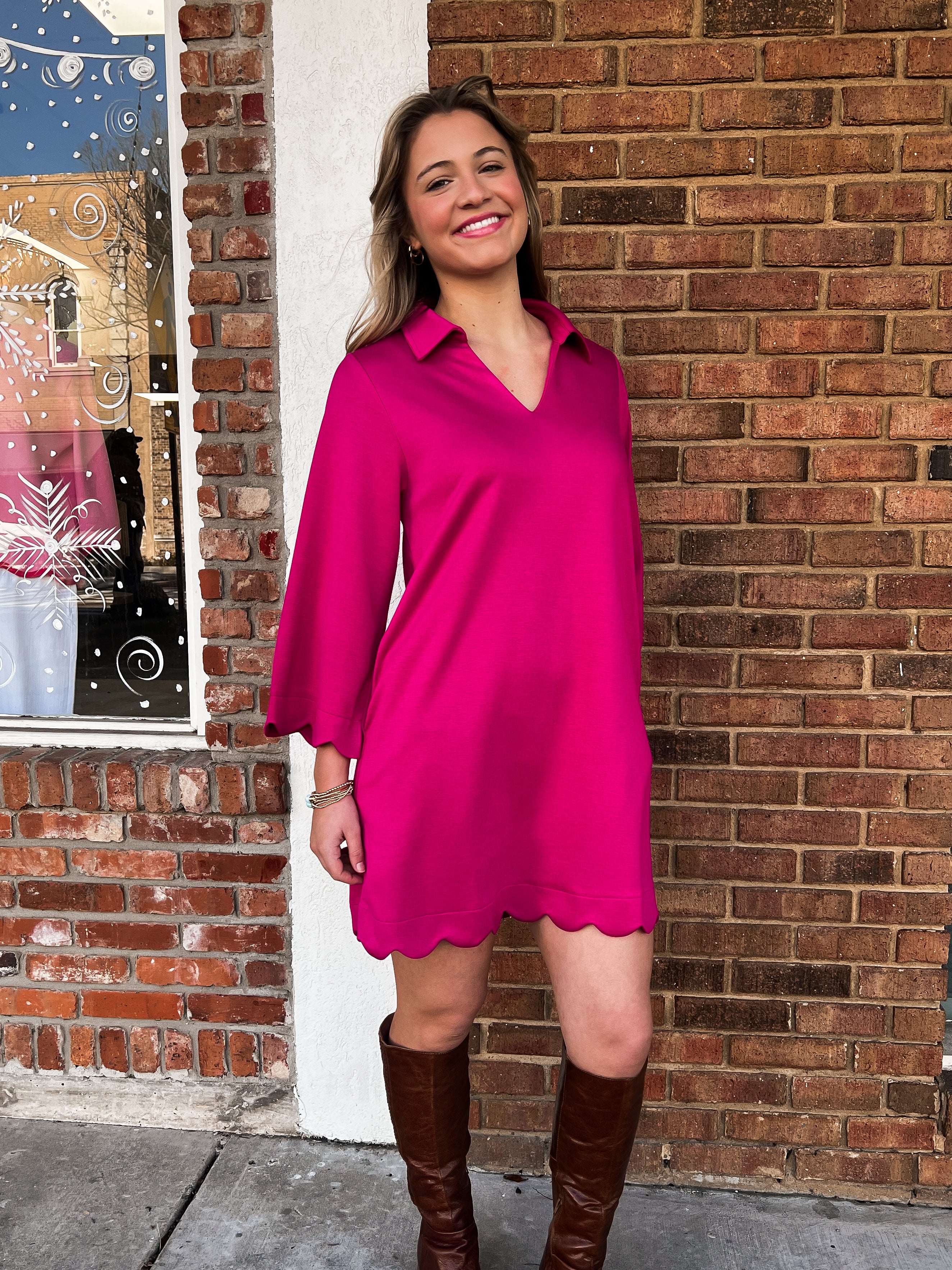 Hannah Pink Scallop Dress