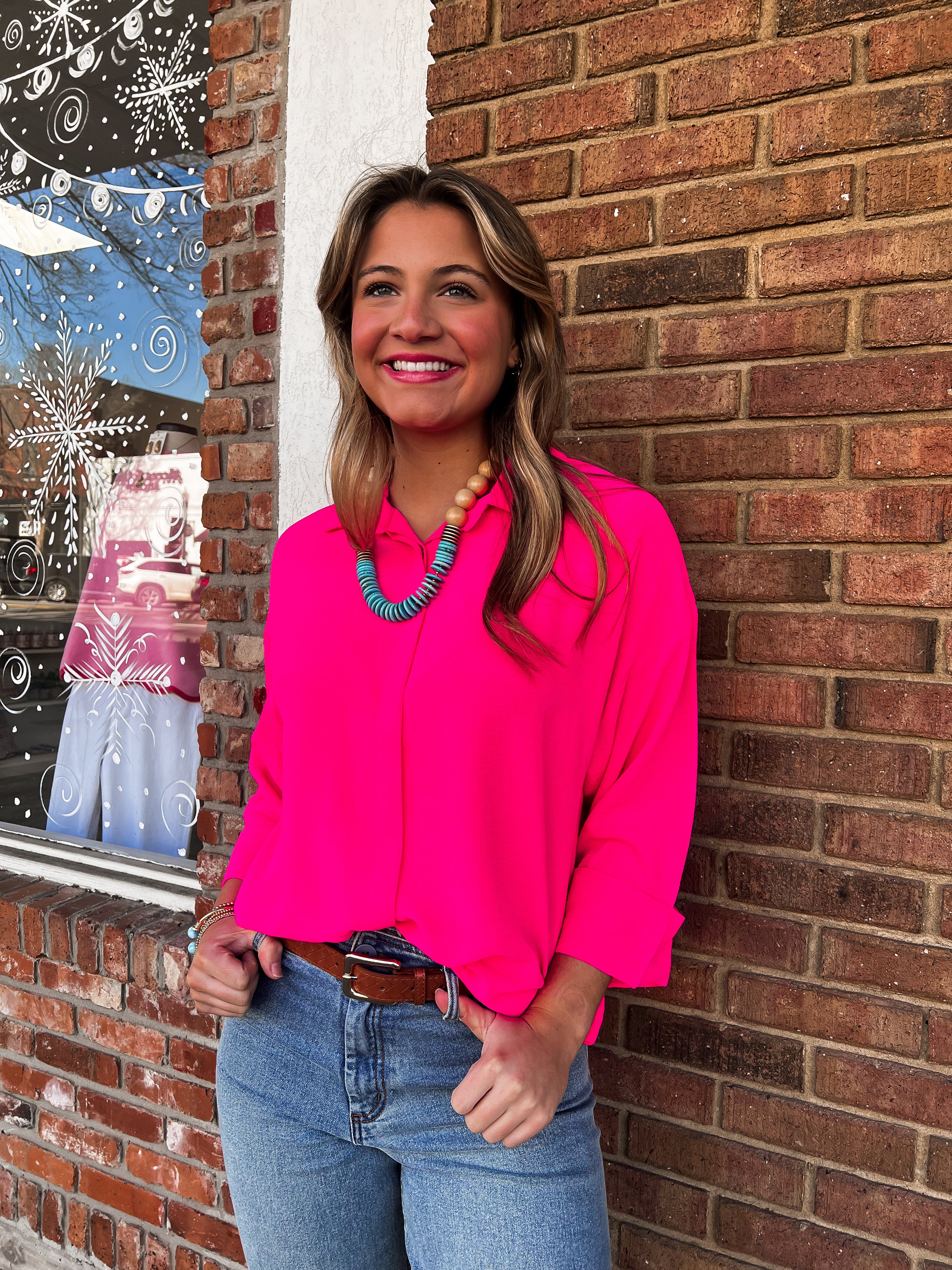 Peri Pink Button Down Top