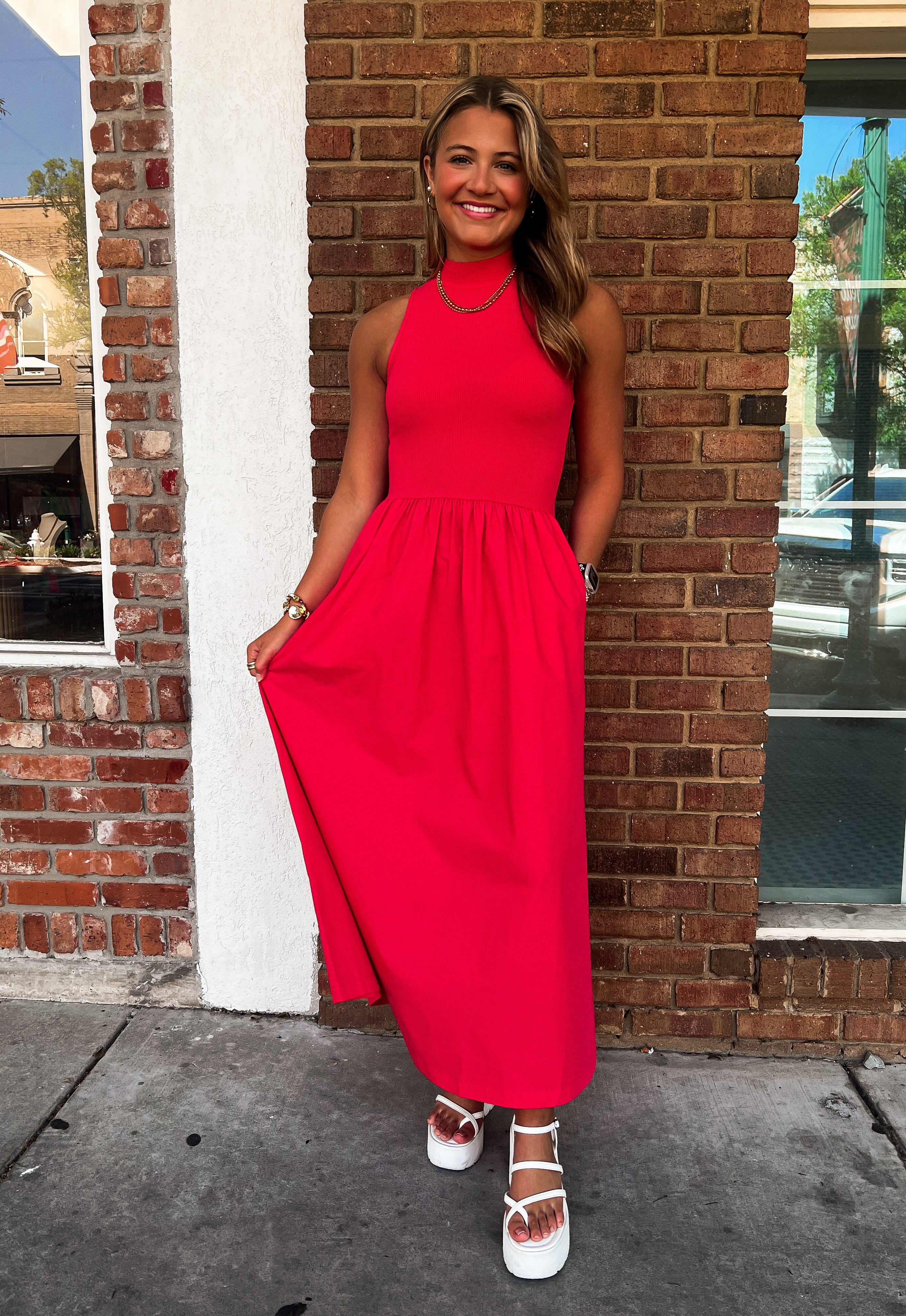 Karlie: Solid Mock Maxi Dress