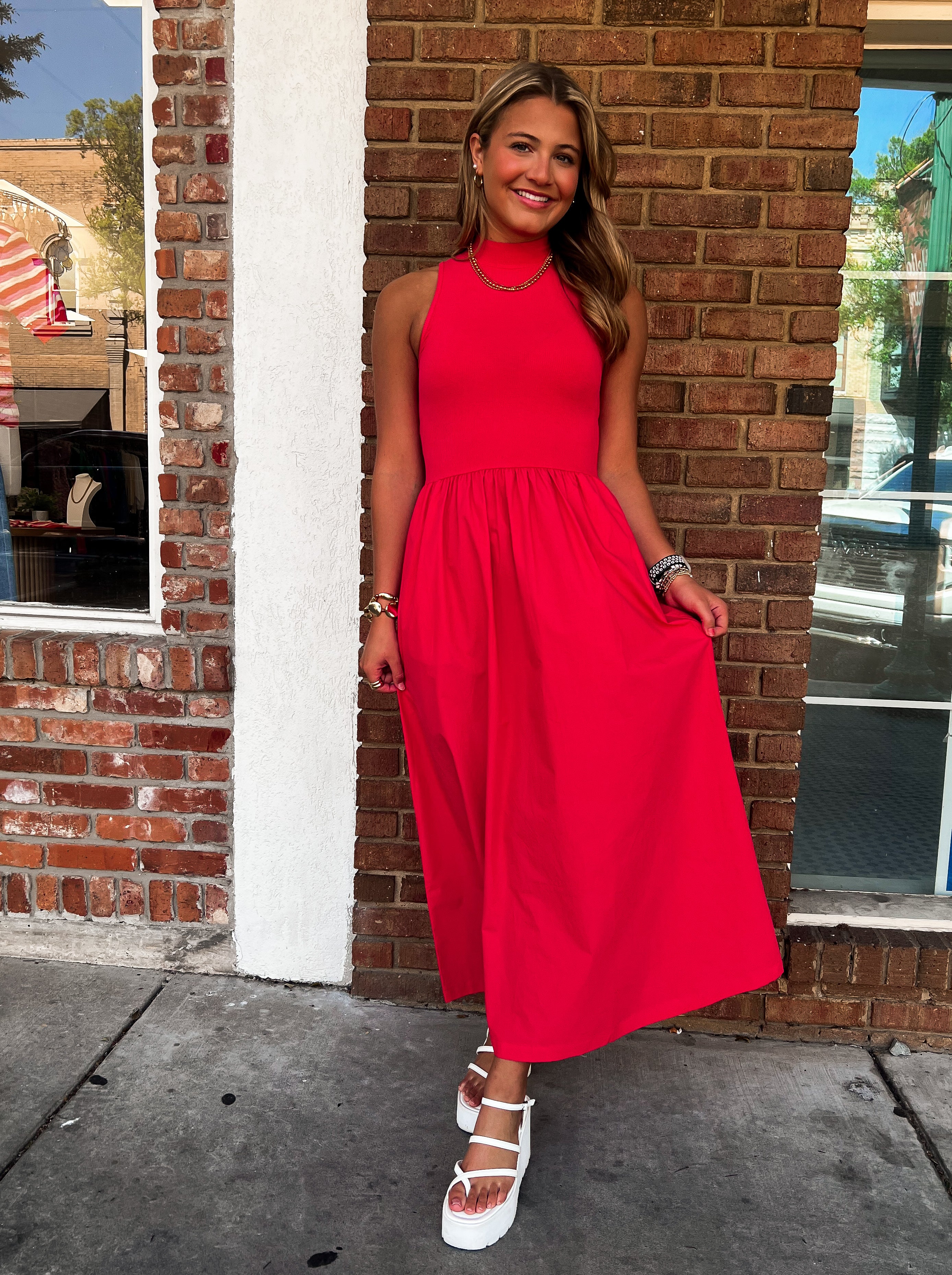 Karlie: Solid Mock Maxi Dress