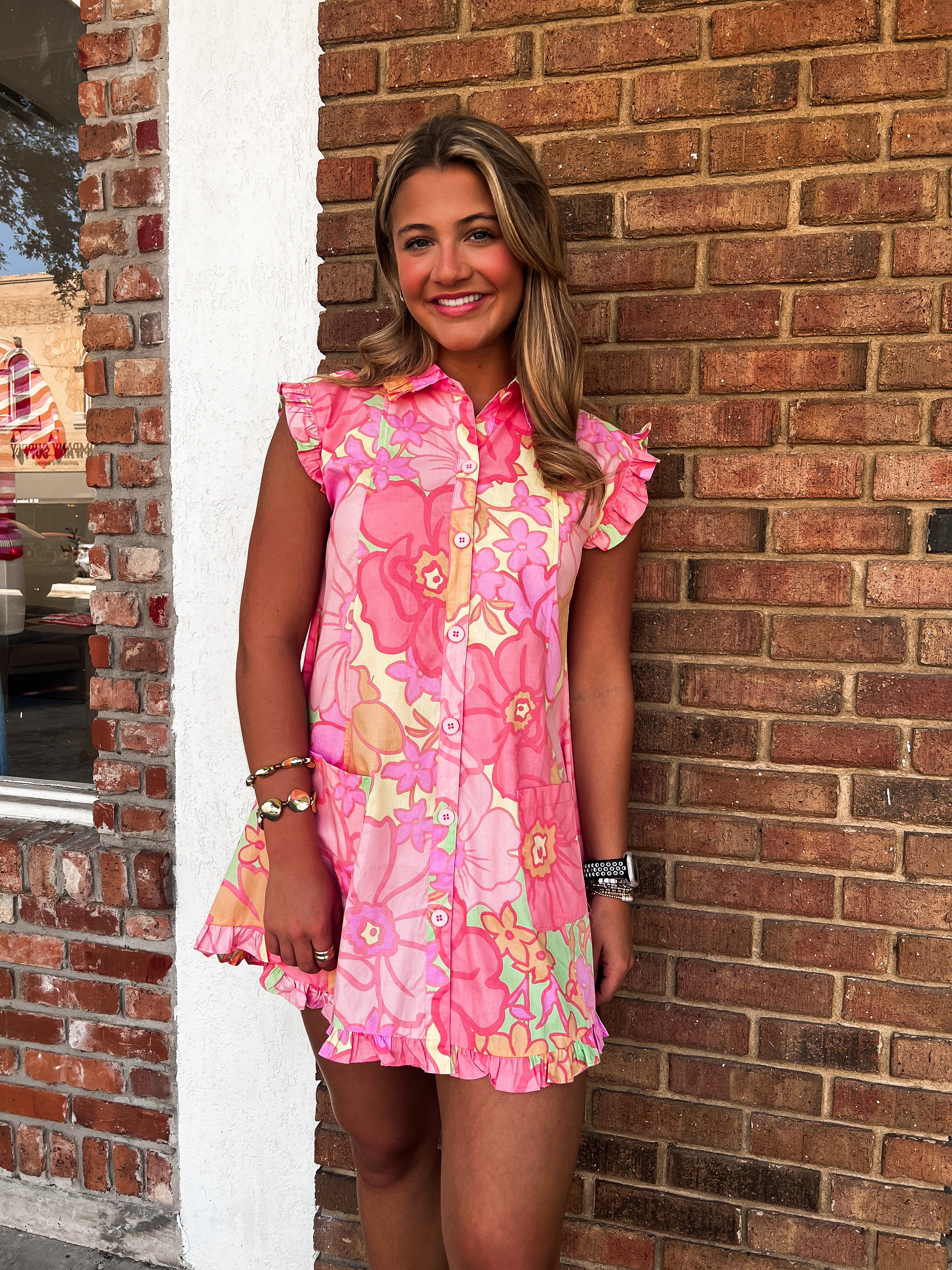 Karlie: Big Floral Pastel Ruffle Dress