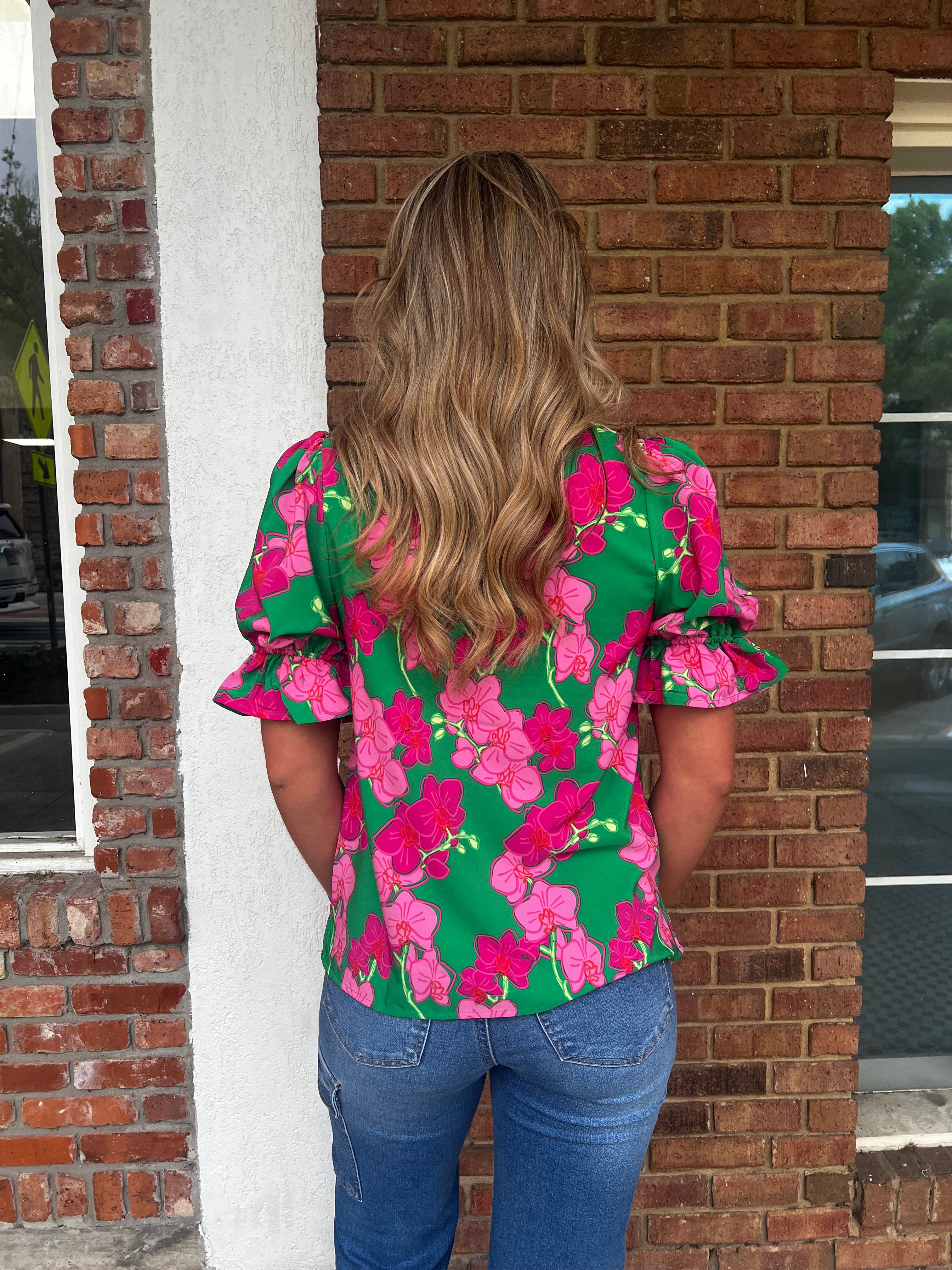 Celina Pink/Green Floral Top
