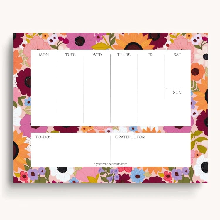 Weekly Planner Notepad, Rainbow Garden