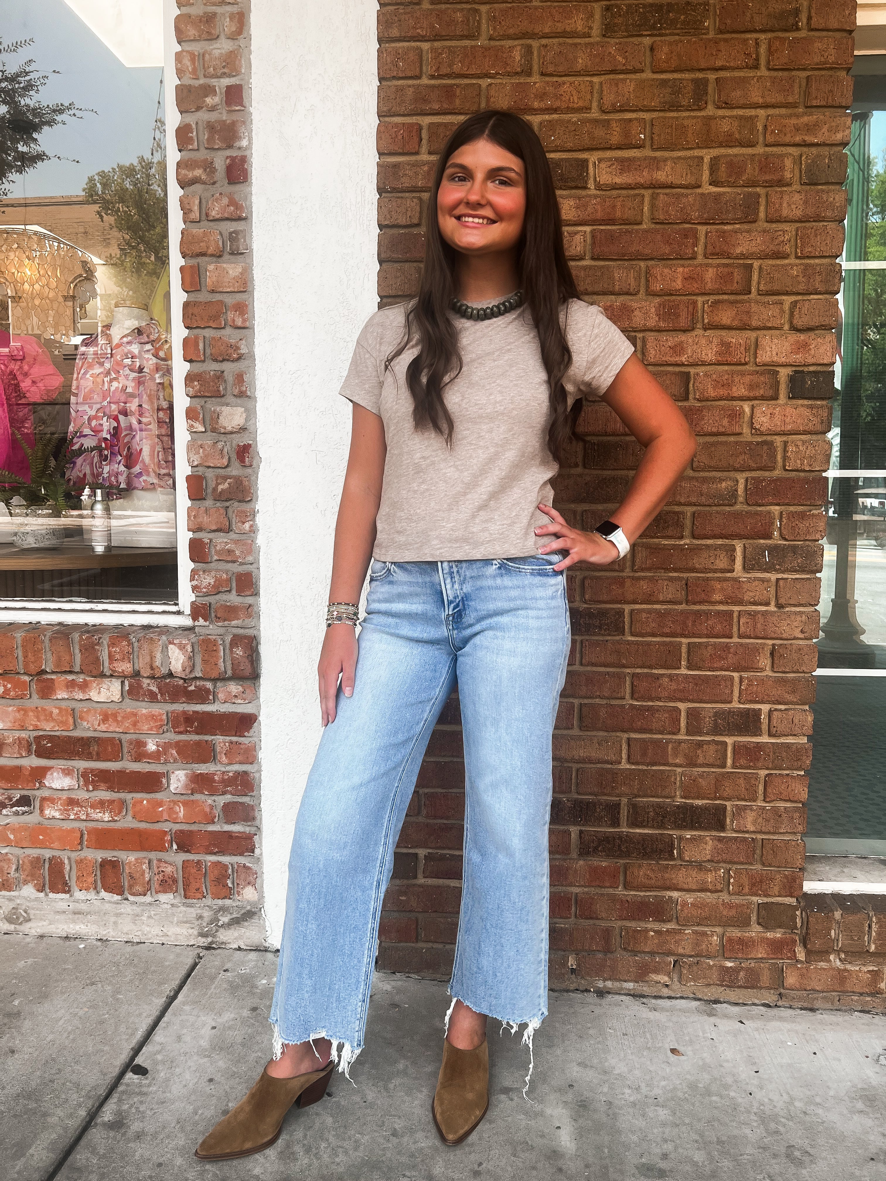 Vervet: High Rise Distressed Wide Leg Jeans