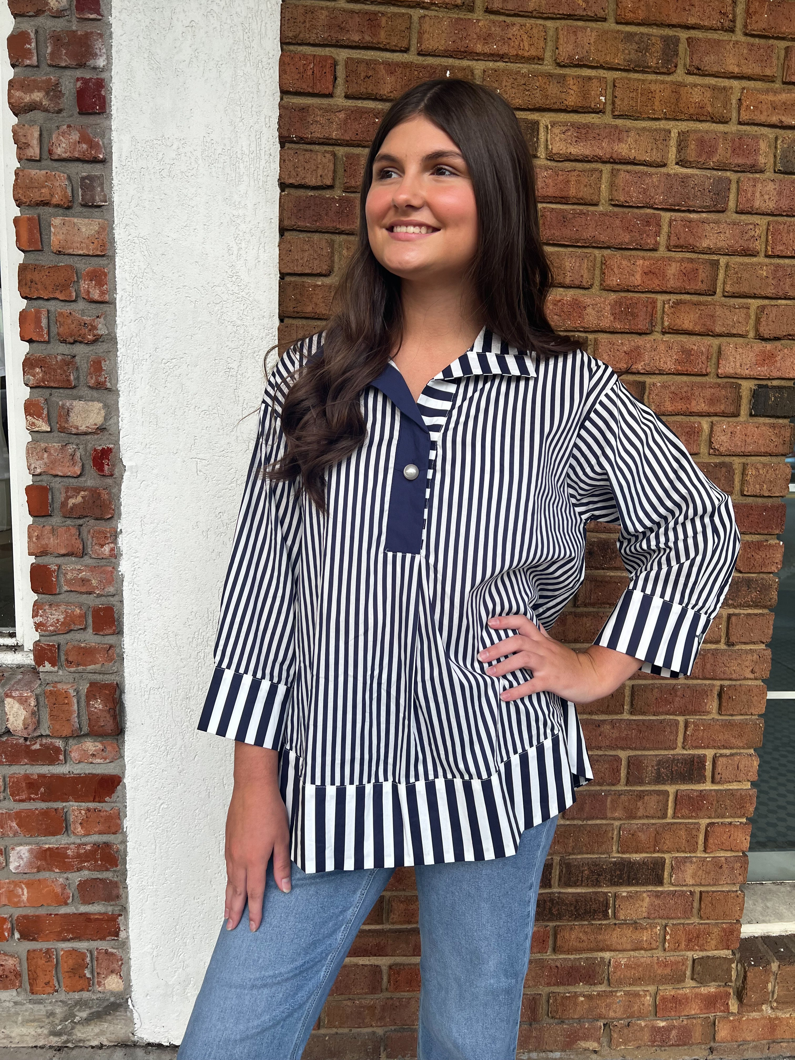 Cammi Navy Stripe Top