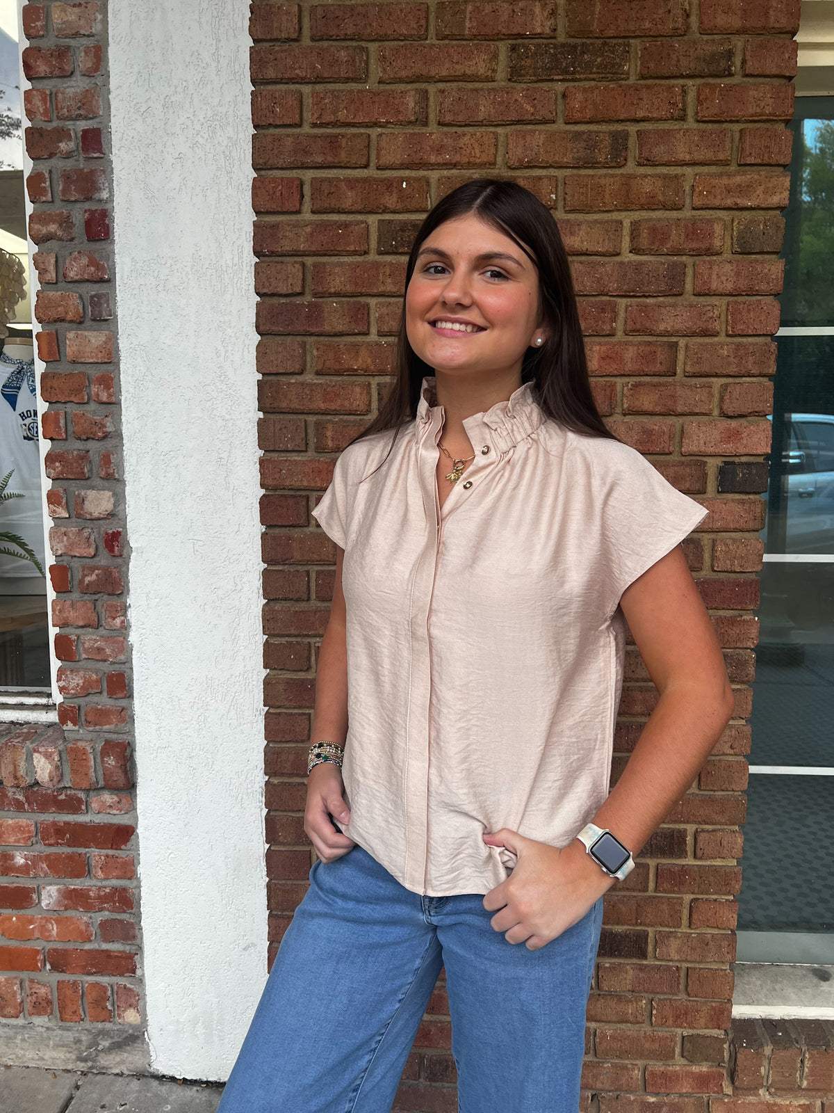 Penni Ecru Button Top