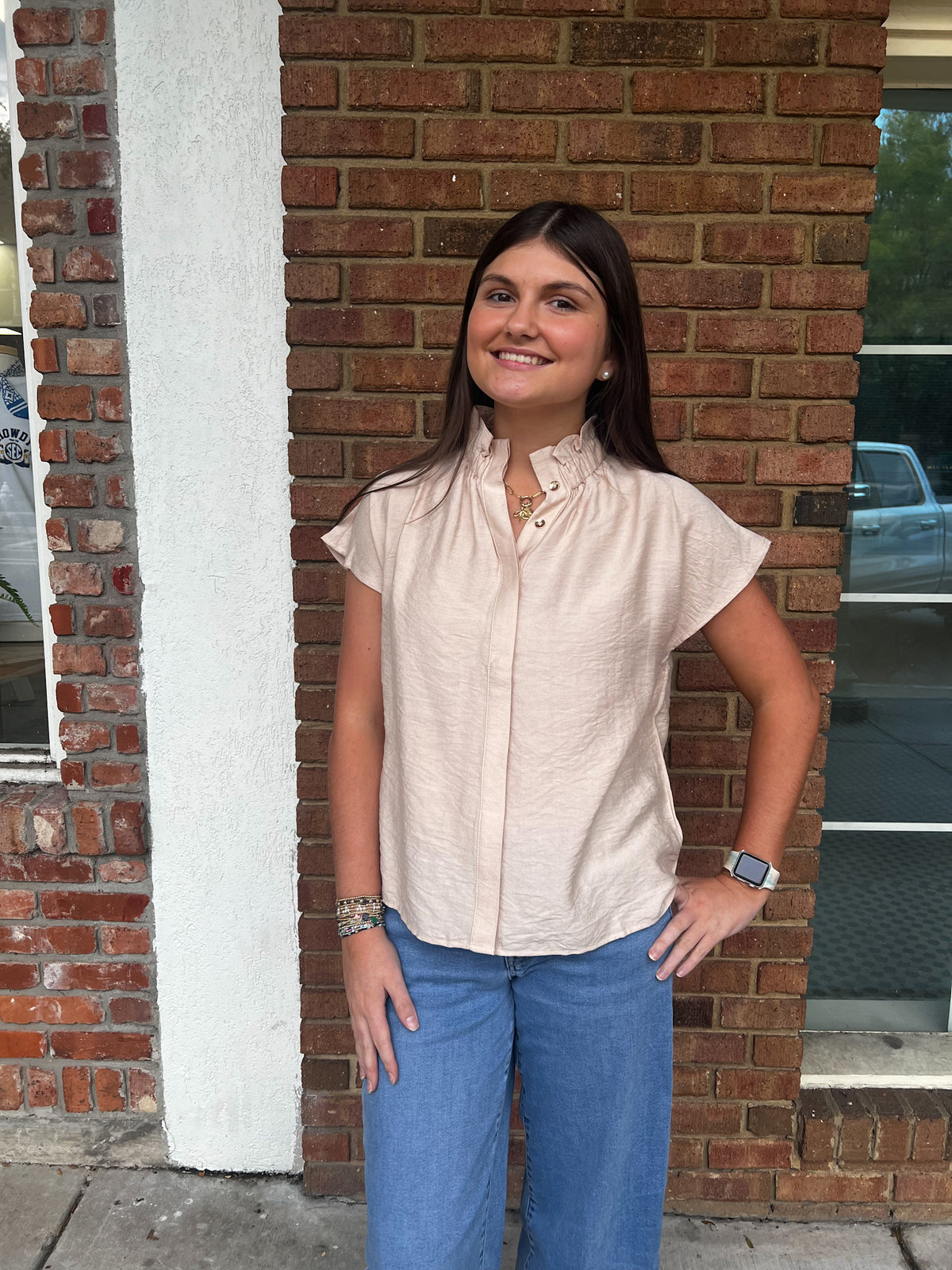 Penni Ecru Button Top