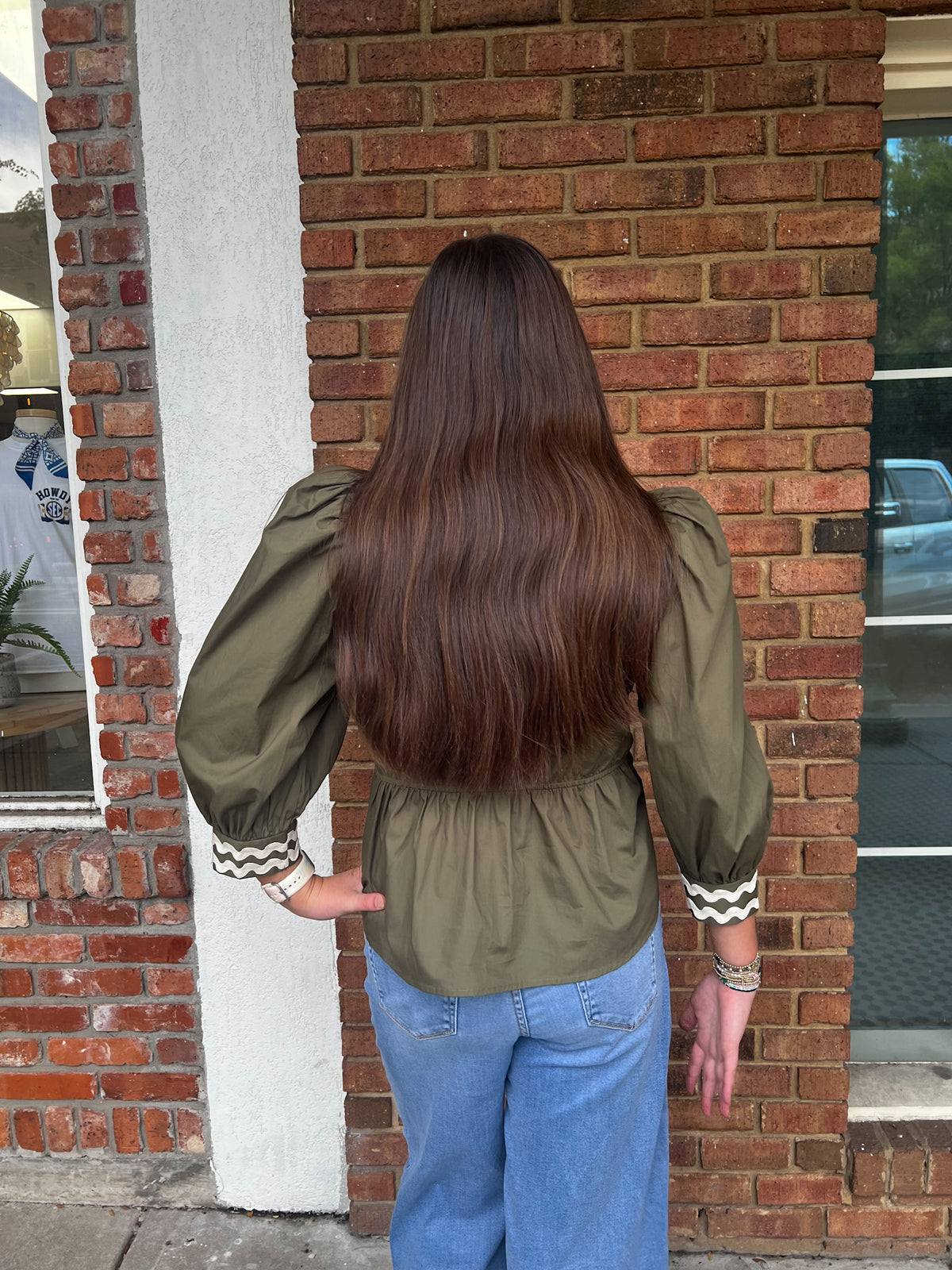 Vivian Olive Ric Rac Top