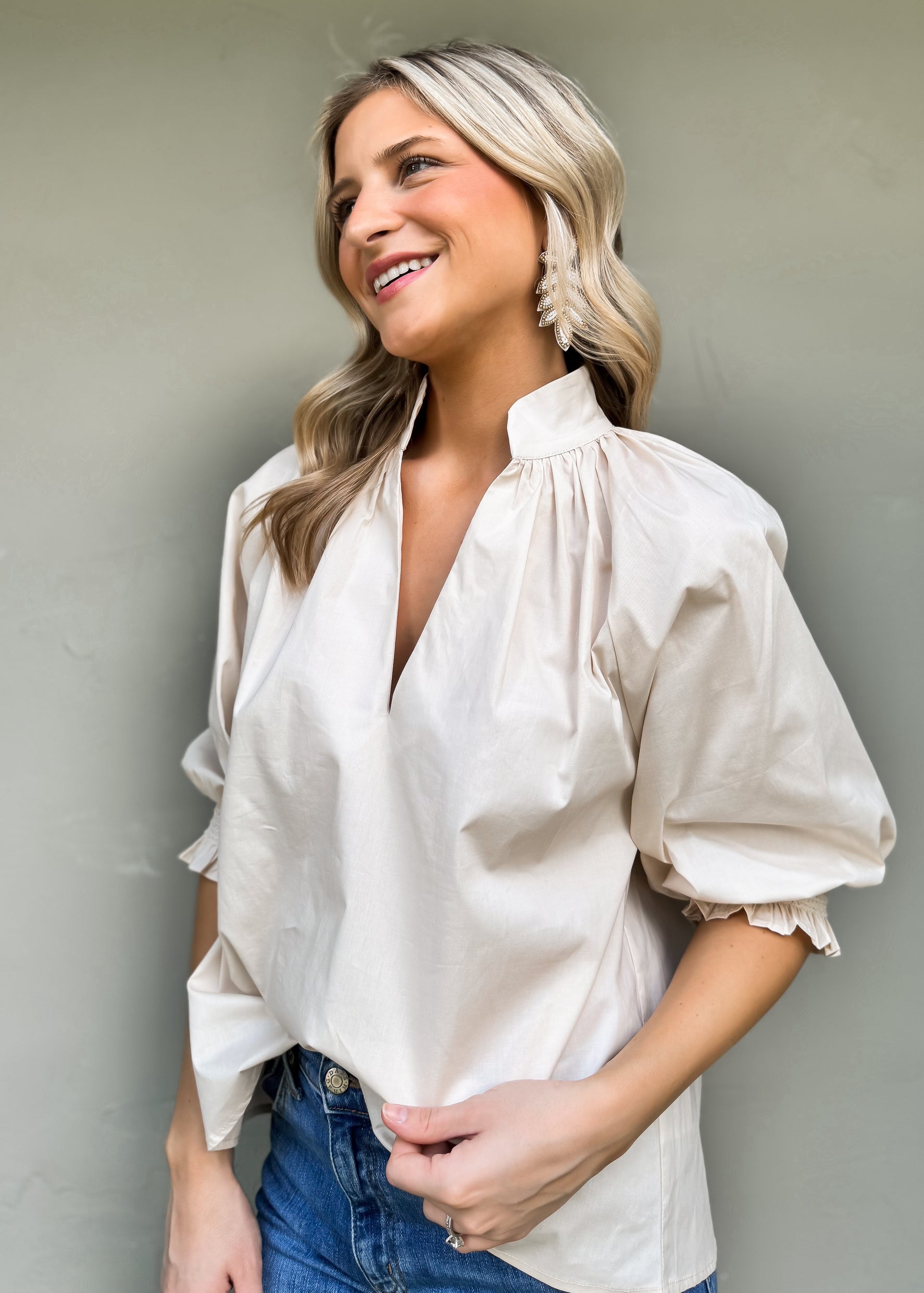 Penelope Embroidered Sleeve Top