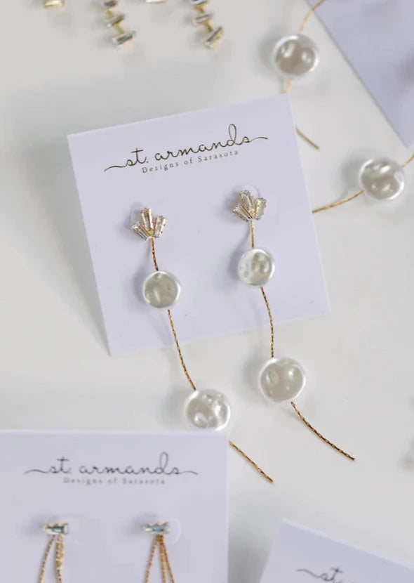 Pearl and Diamond Drop Earrings