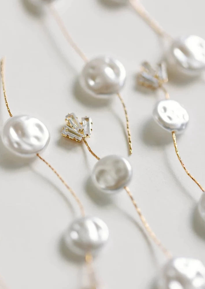 Pearl and Diamond Drop Earrings