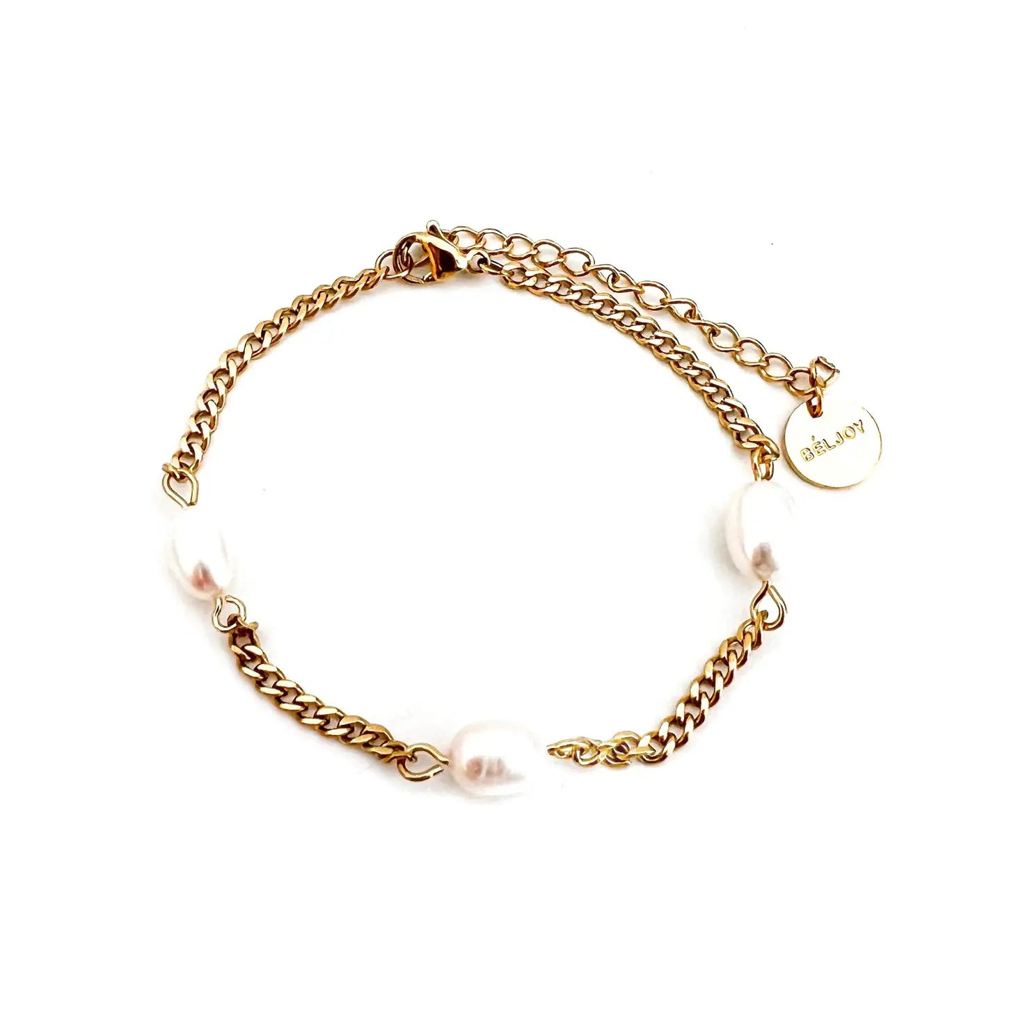 Beljoy: Blinny Cuban Chain Pearl Bracelet, Thin