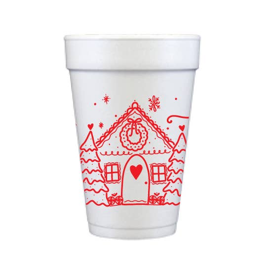 Gingerbread House Foam Cups