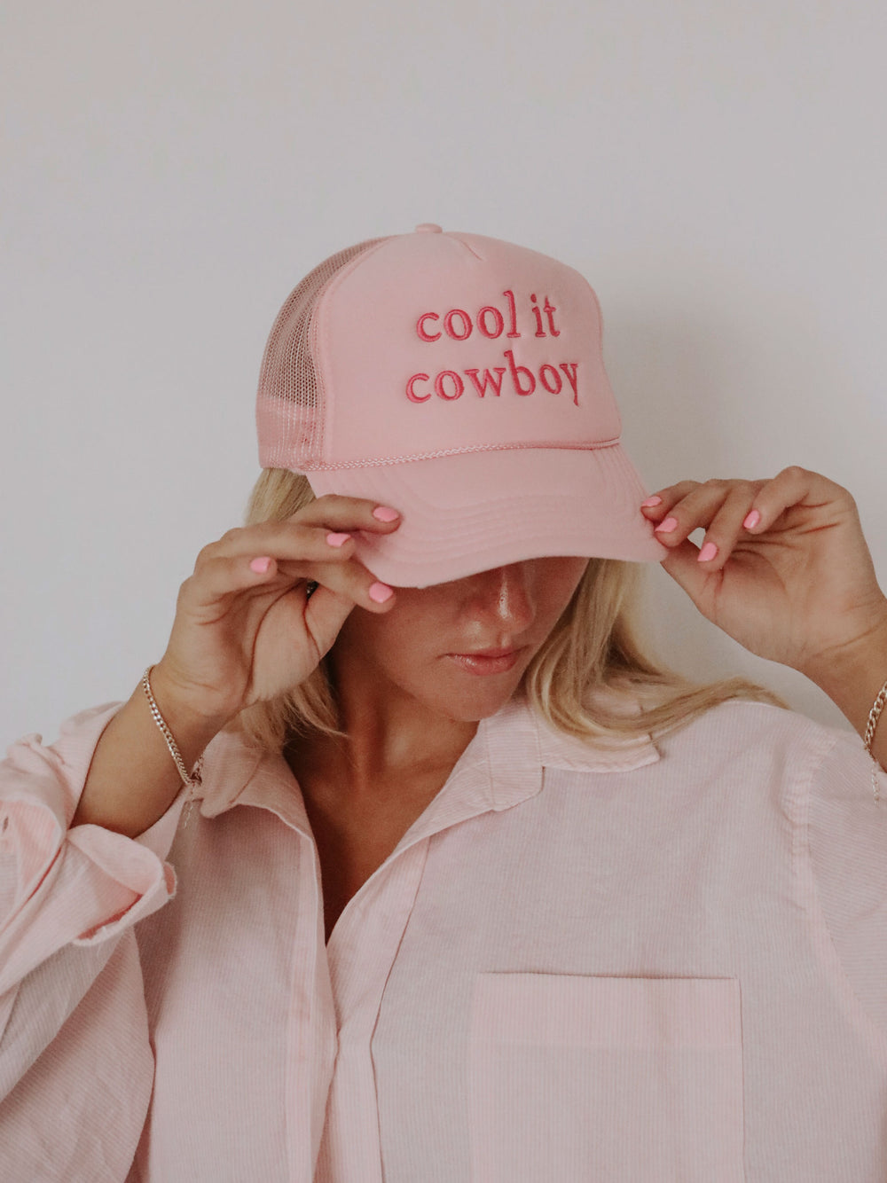 Charlie Southern: Cool It Cowboy Pink Trucker Hat
