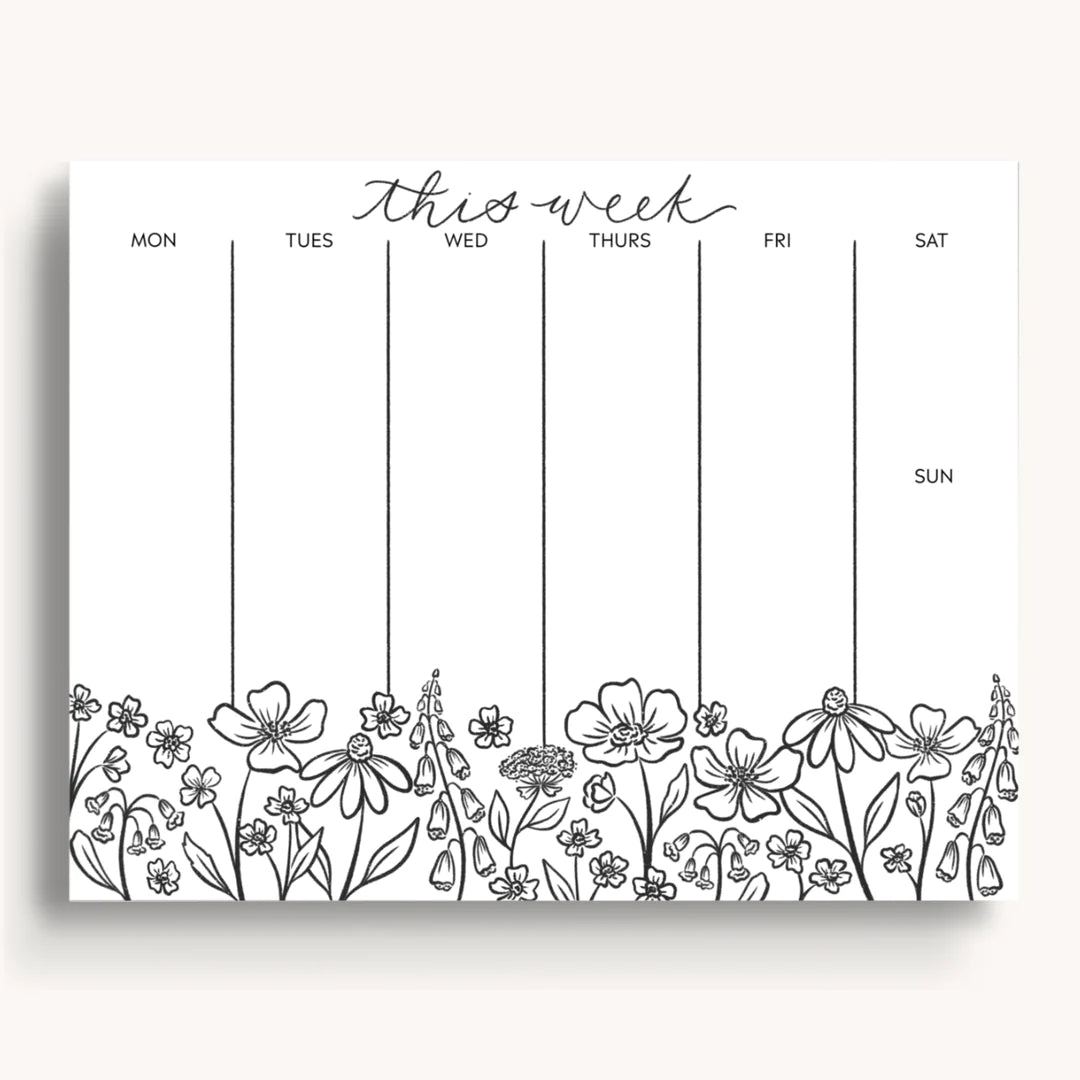Weekly Planner Notepad, Pressed Florals
