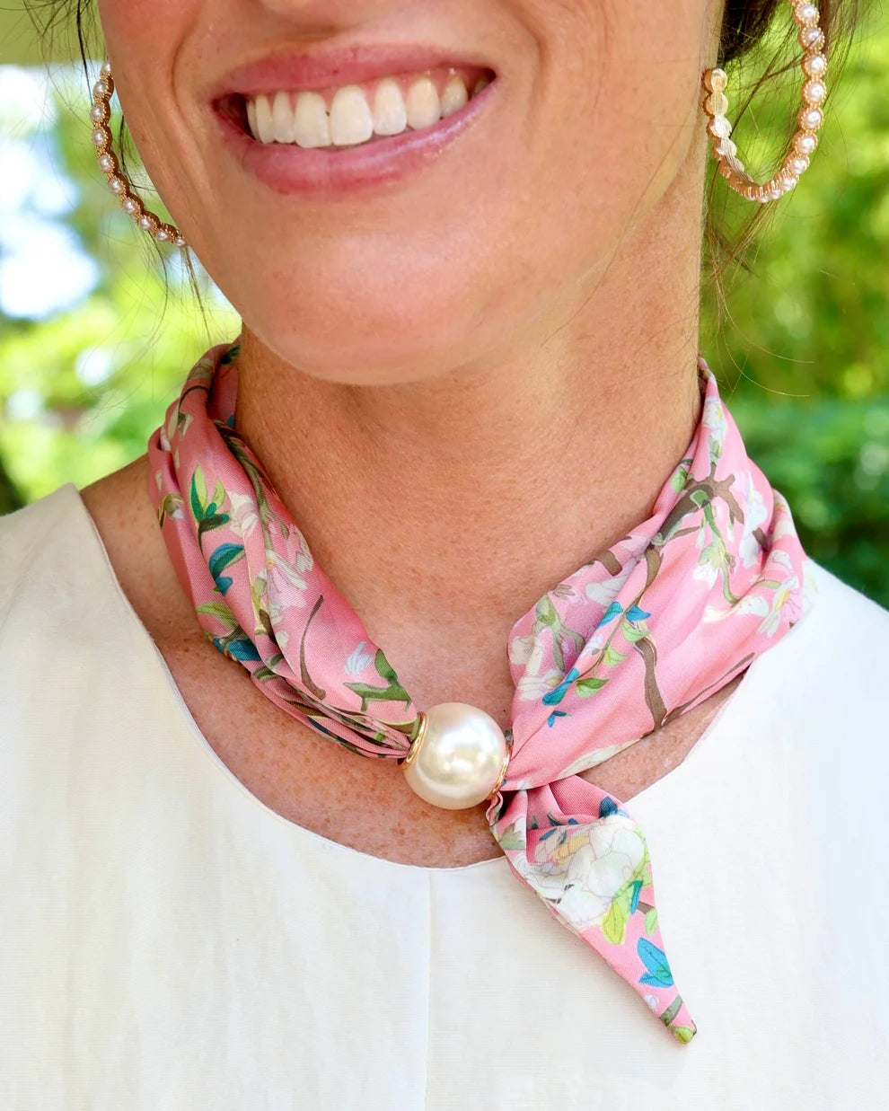 Caroline Hill: Pink Pearl Scarf Necklace