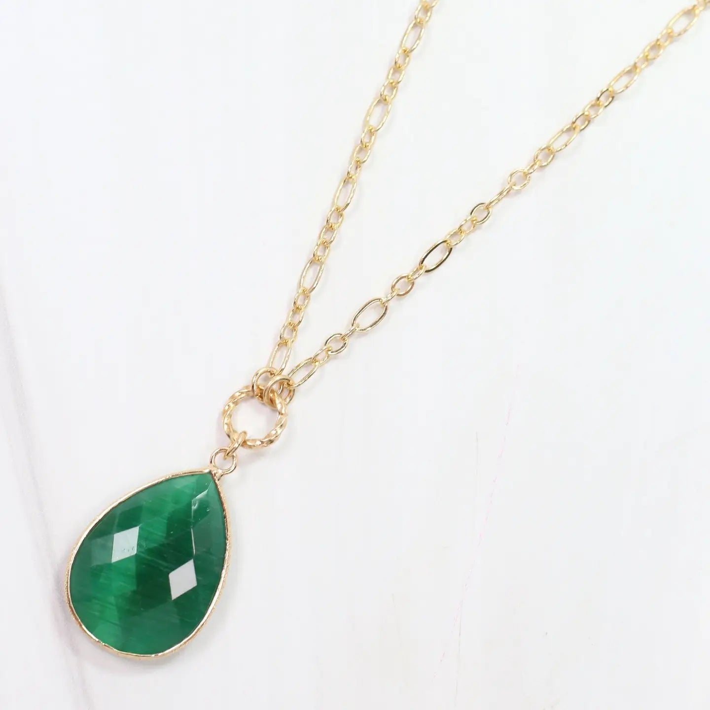 Caroline Hill: Tina Green Teardrop Pendant Necklace
