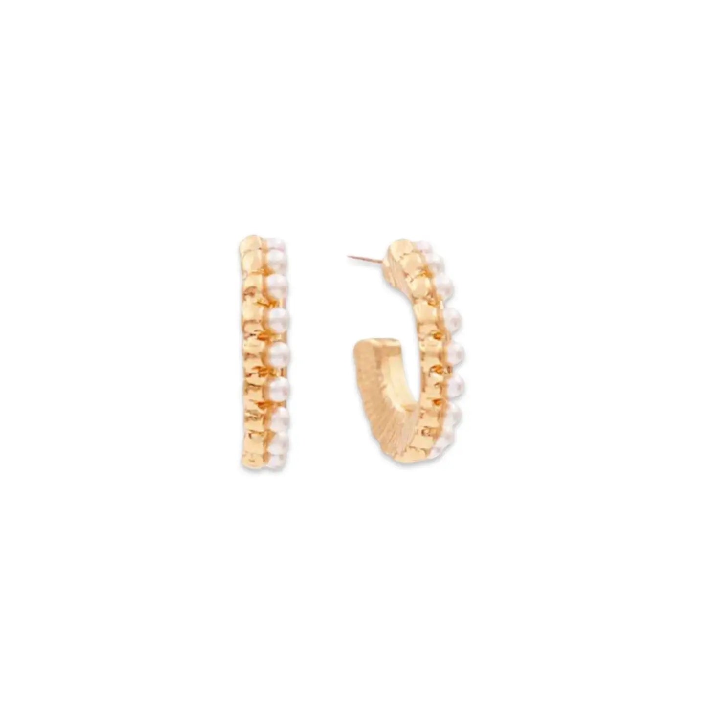 Pierce + Hide: Pearl and Gold Huggie Earrings
