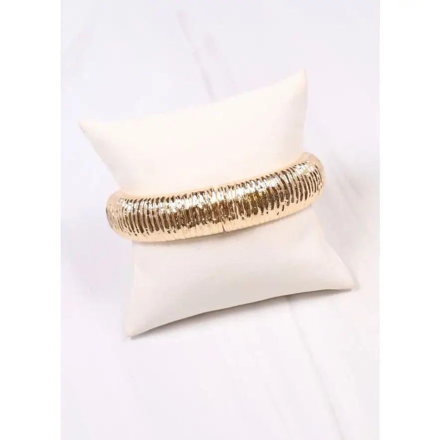 Caroline Hill: Danny Ribbed Stretch Bracelet Gold