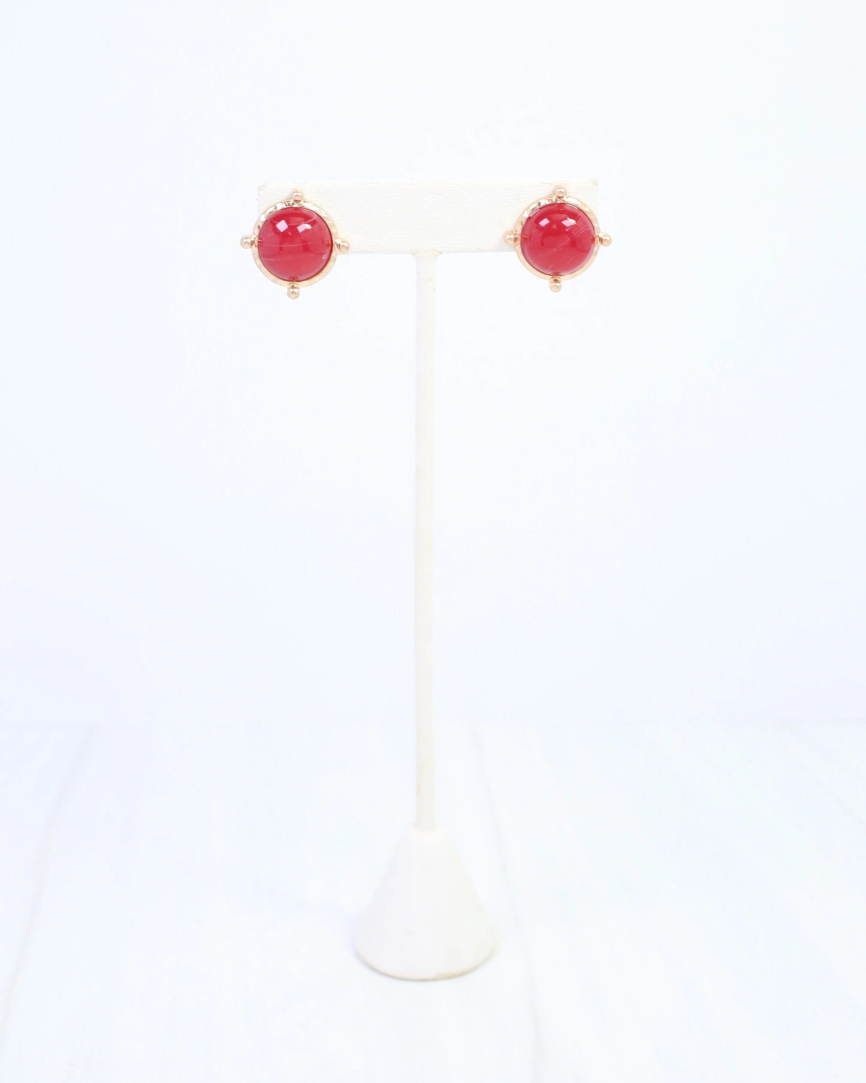 Caroline Hill: Florissant Round Post Earring - Red