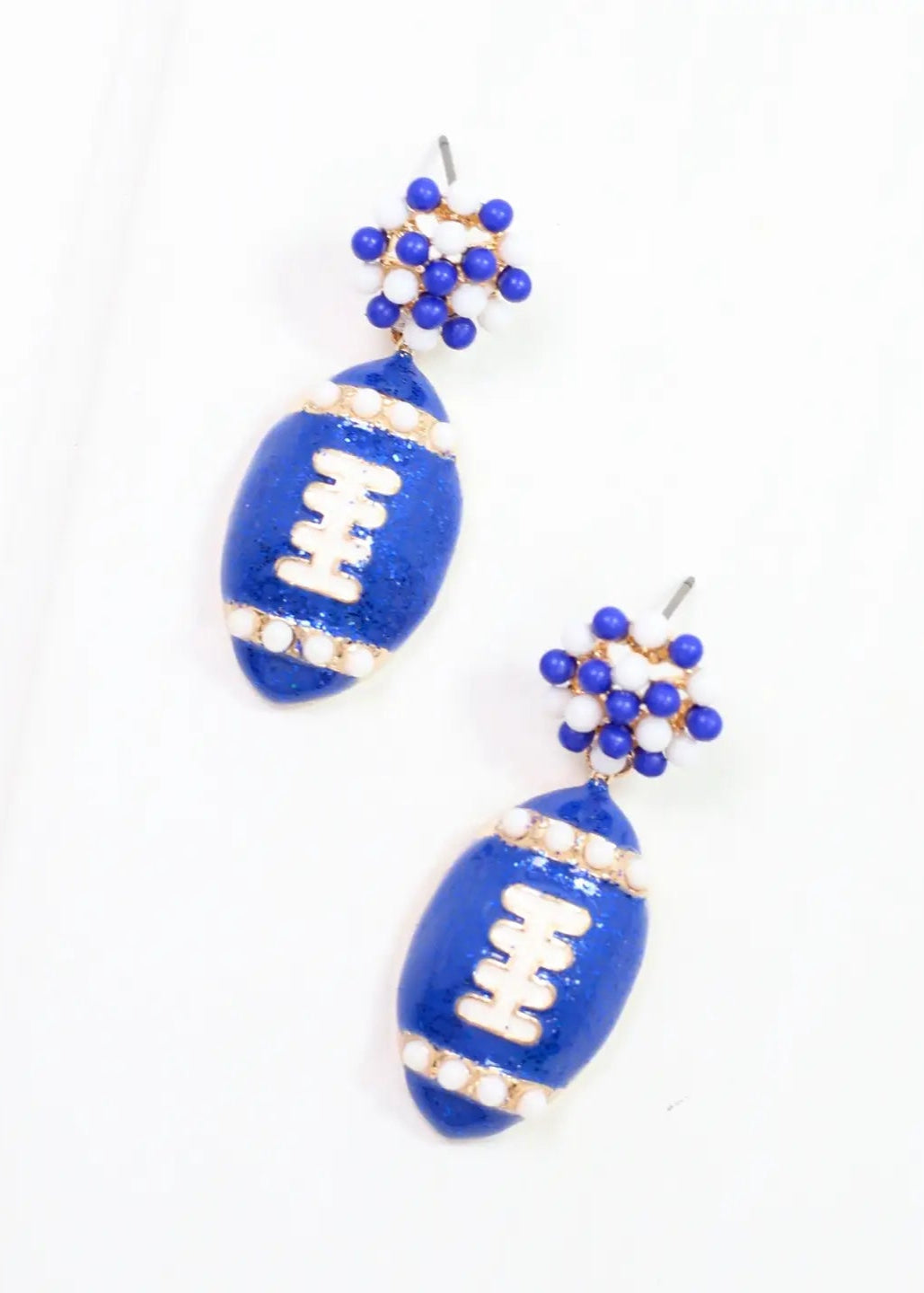 Caroline Hill: Adler Football Earrings Blue/White