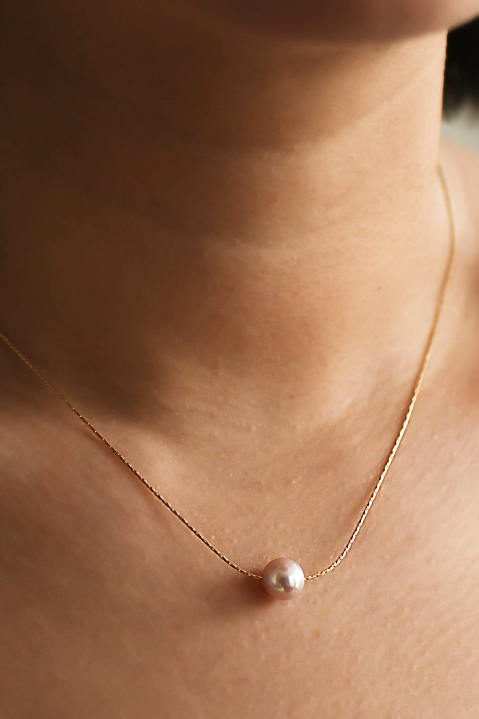 Single Gold Pearl Necklace