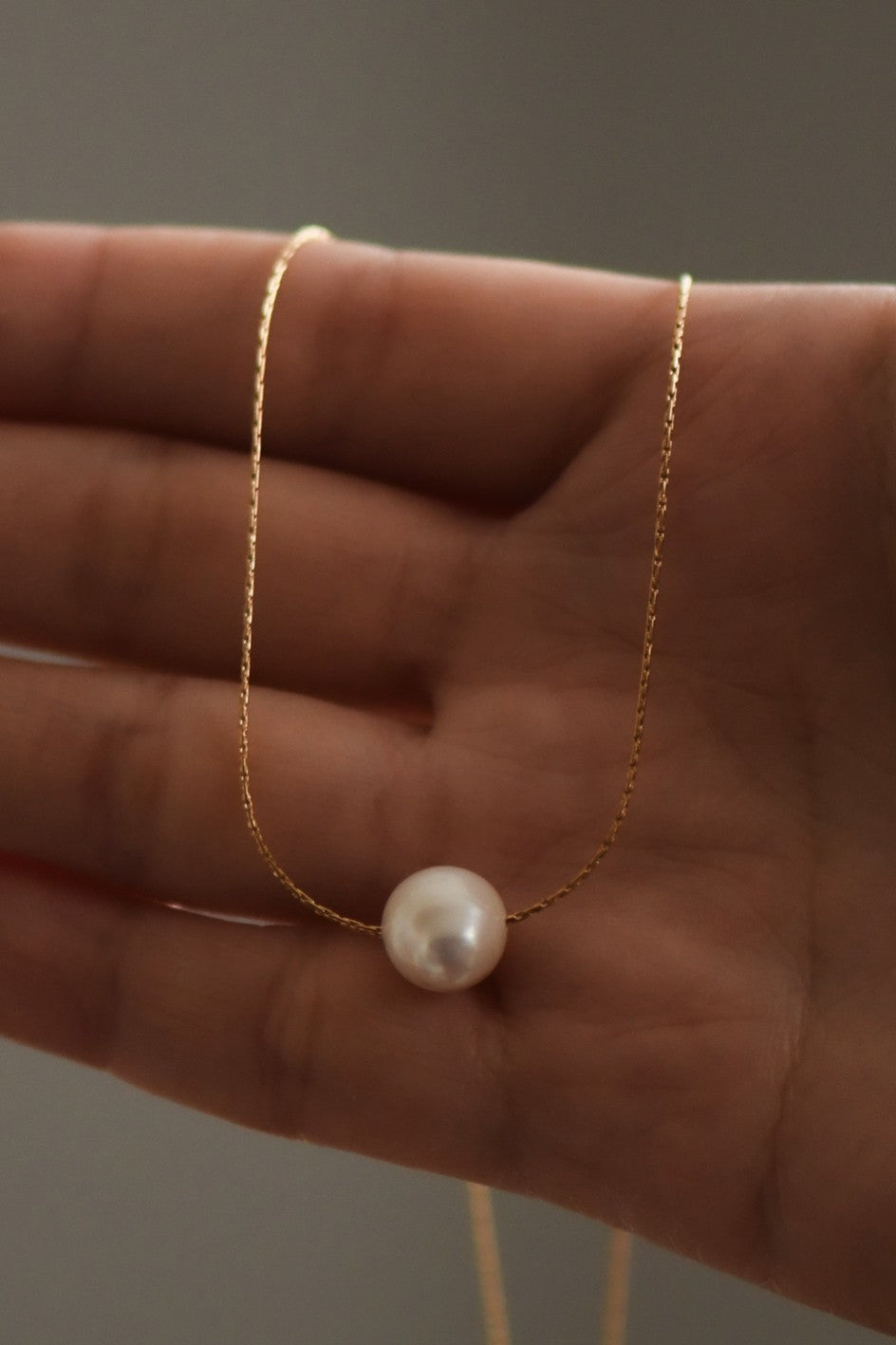 Single Gold Pearl Necklace
