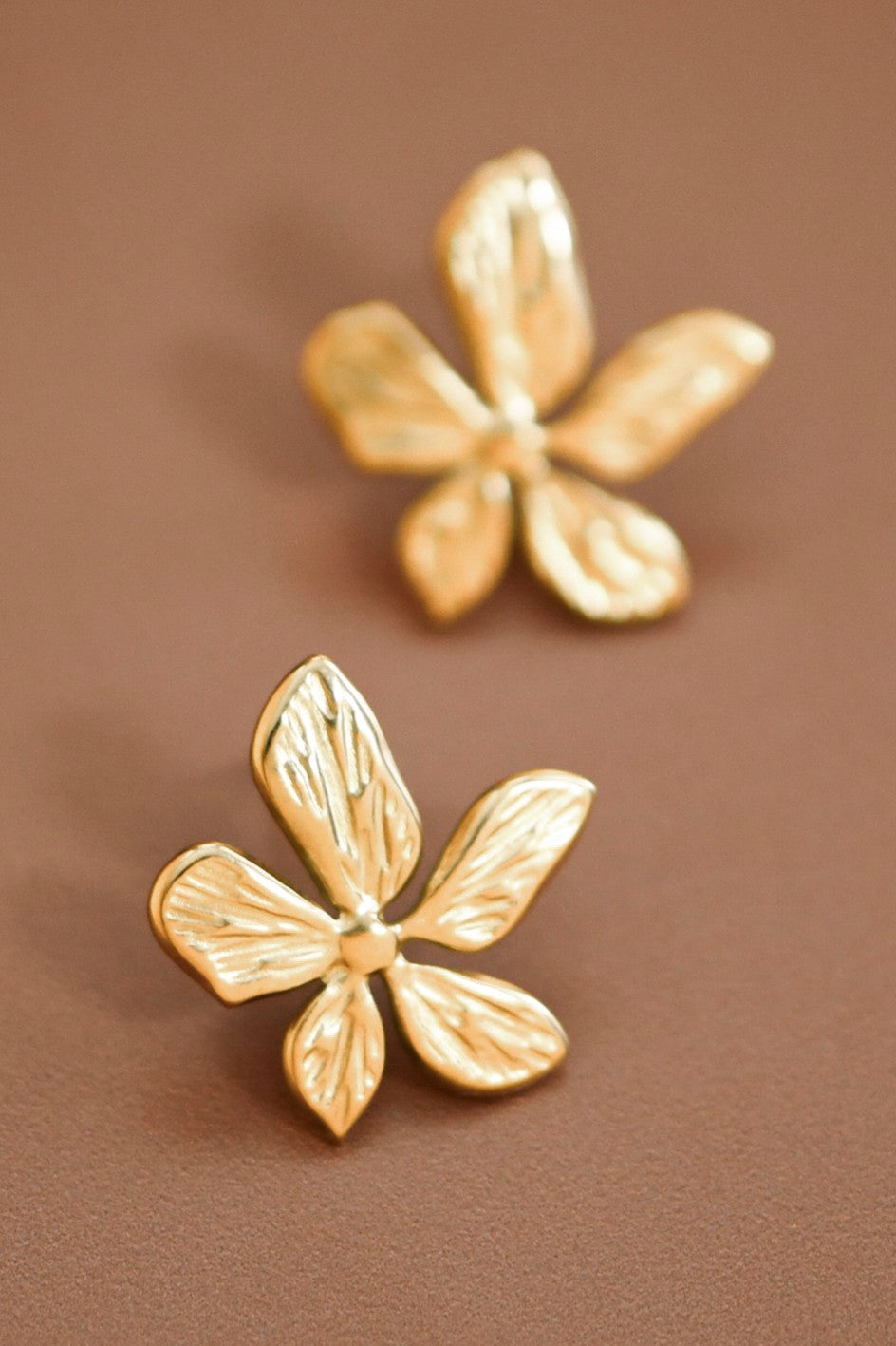 18k Gold Plated Stainless Steel Flower Earrings