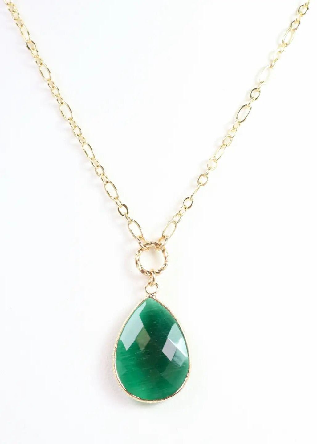 Caroline Hill: Tina Green Teardrop Pendant Necklace