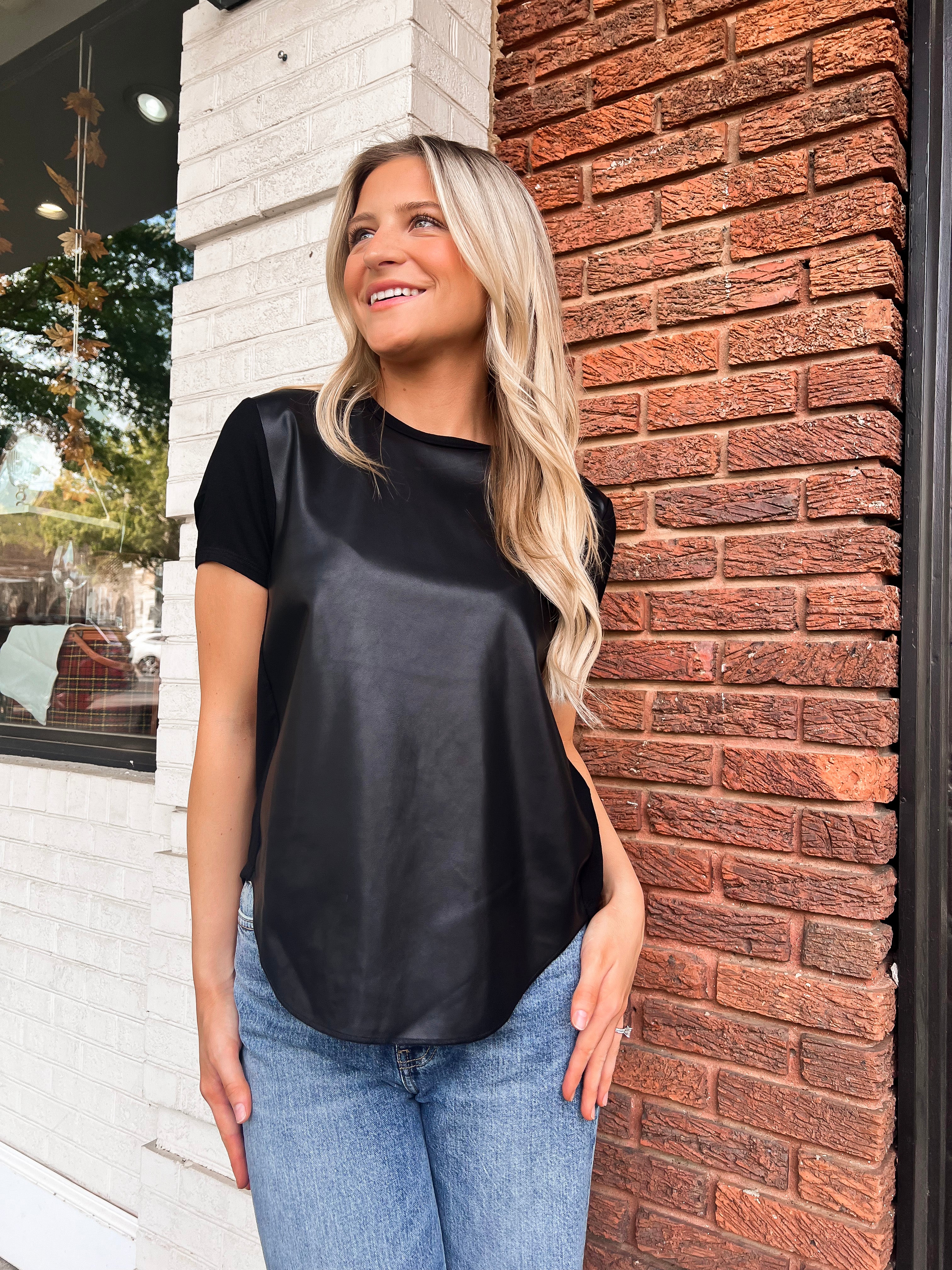 Another Love: Elaina Short Sleeve Top, Black