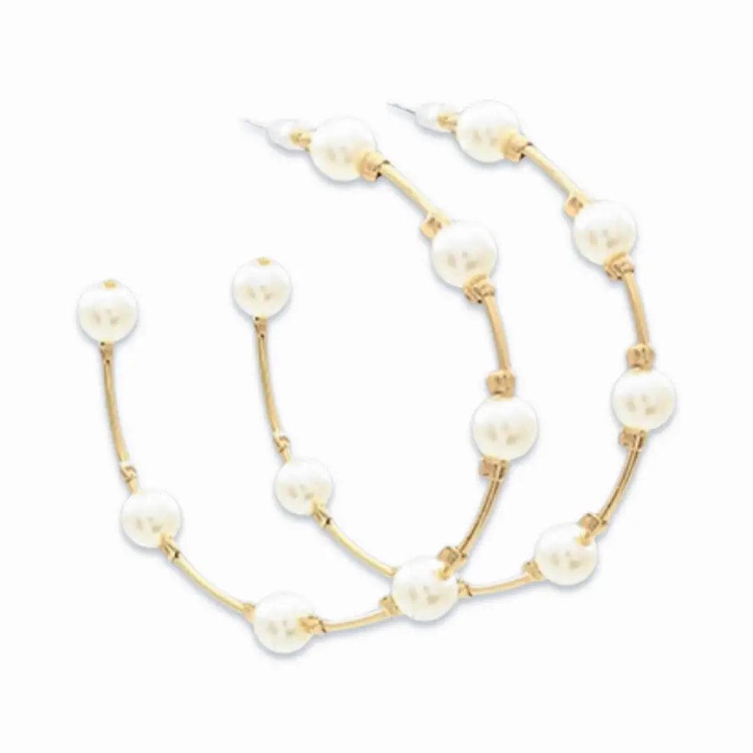 Pierce + Hide: Pearl and Gold Hoop Earrings