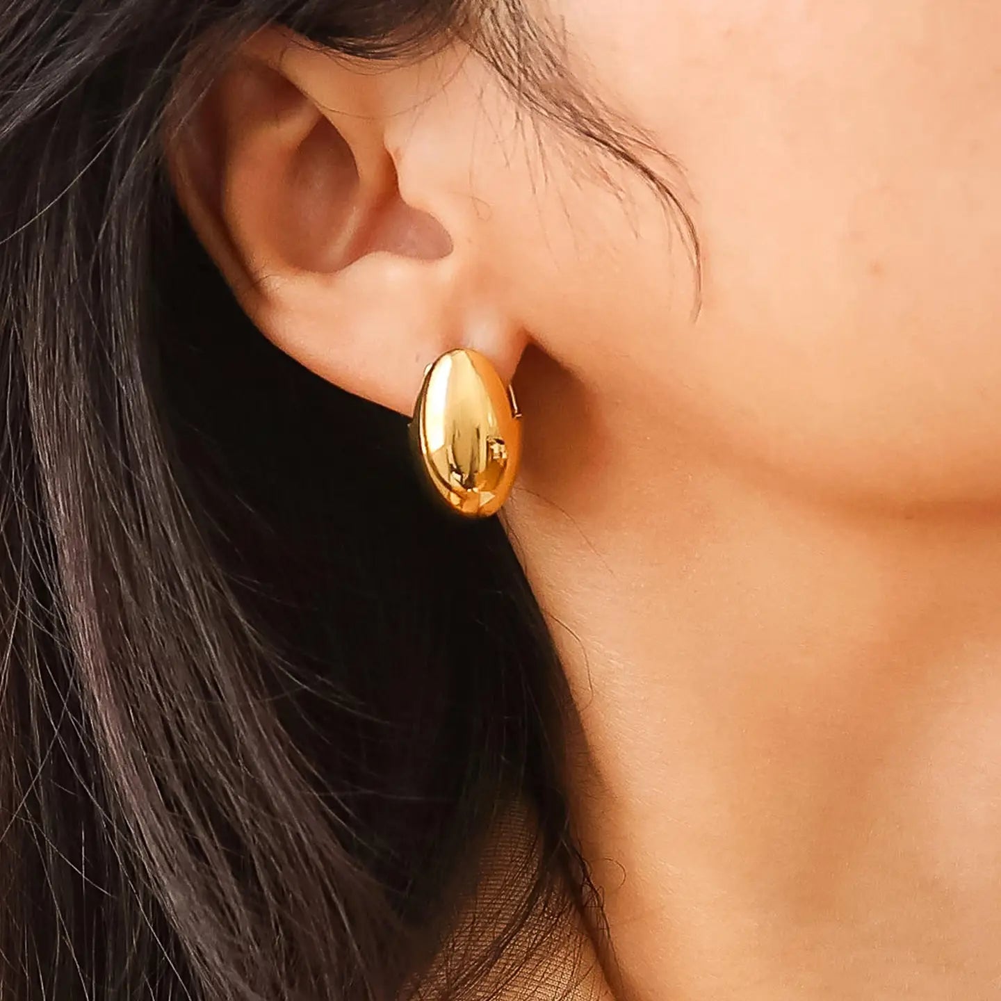 Flanerie: Elio 18K Gold Non-Tarnish Classic Oval Droplet Earring