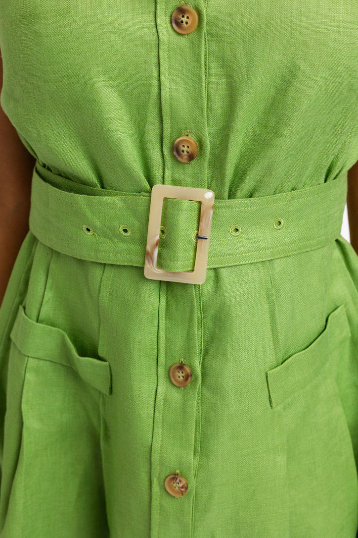 Karlie: Solid Linen Button Shirt Dress