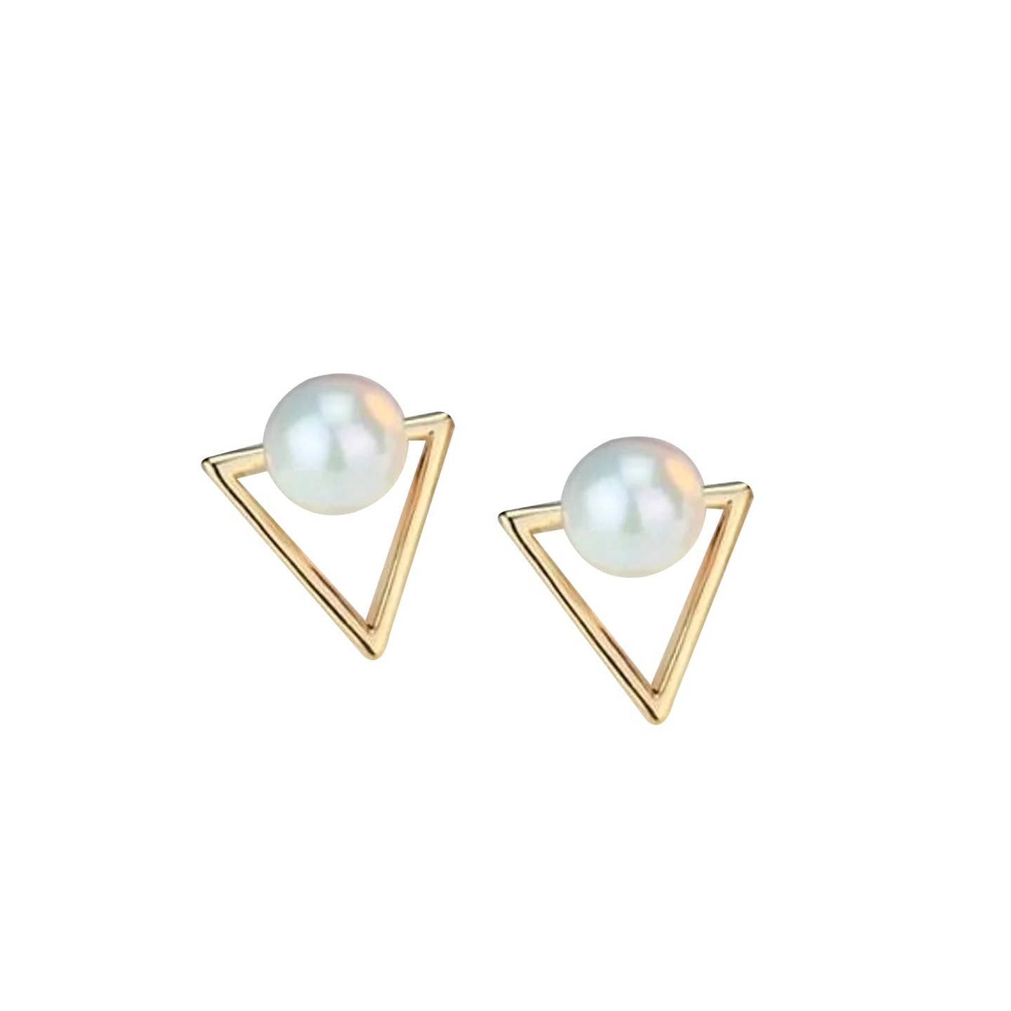 Pierce + Hide: Geometric Pearl and Gold Stud Earrings