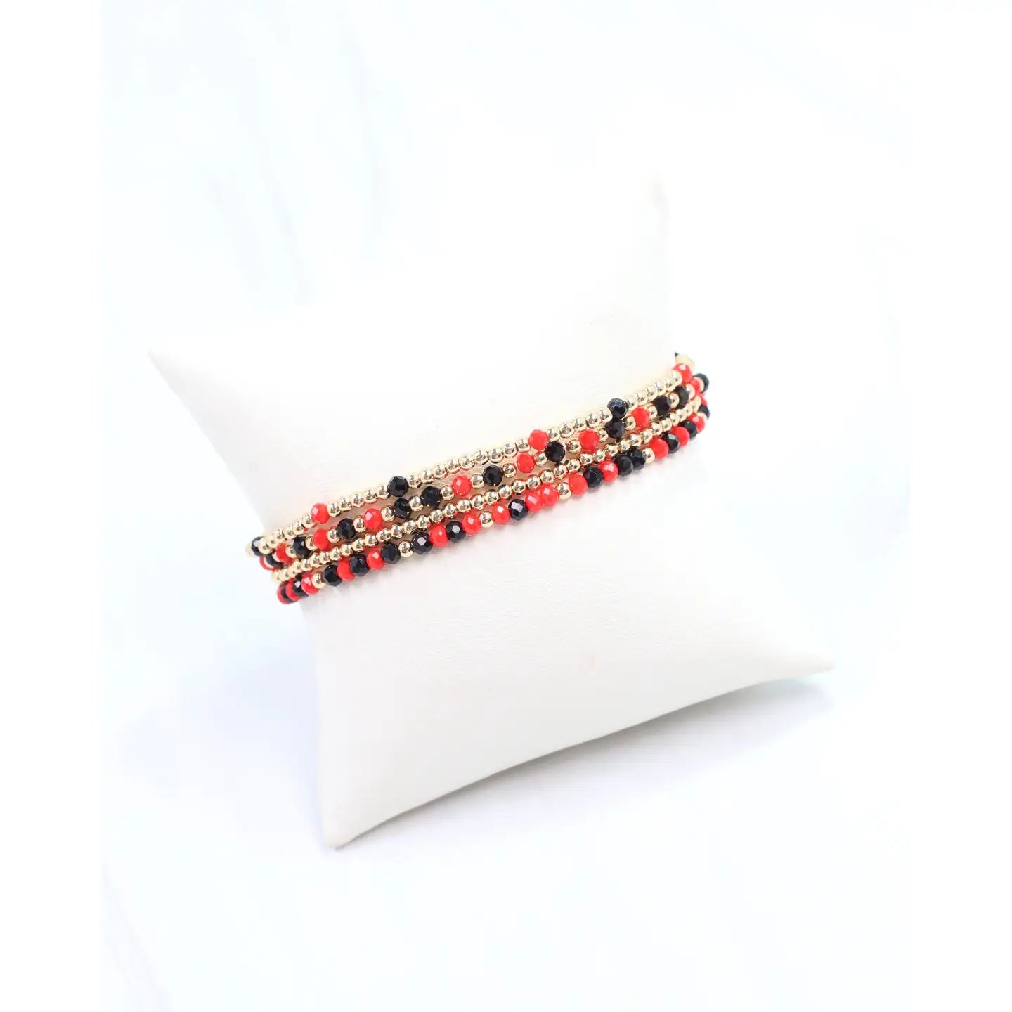 Caroline Hill: Lottie Beaded Bracelet Set Black Red