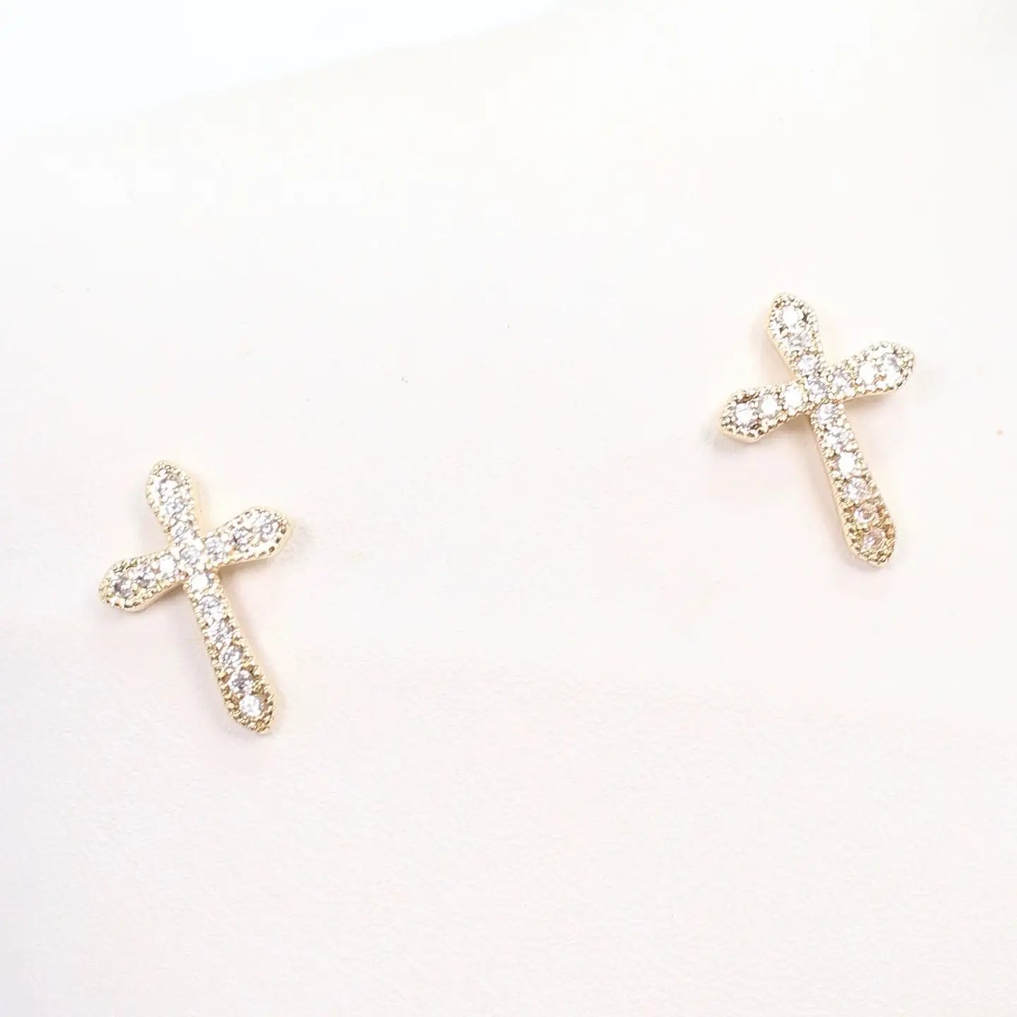 Caroline Hill: Eddison CZ Gold Cross Earrings
