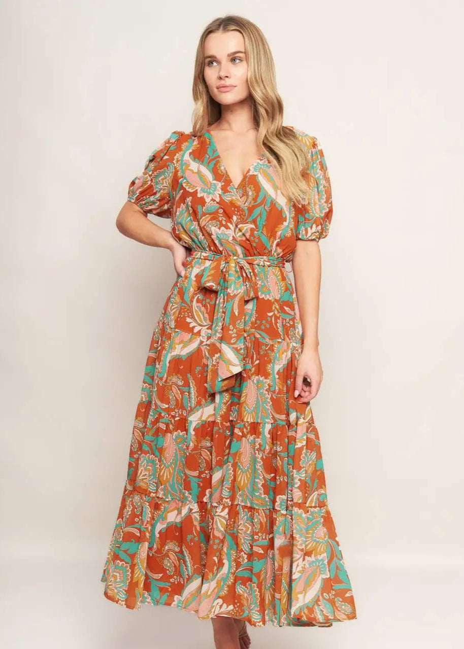 Paisley Printed Midi Dress