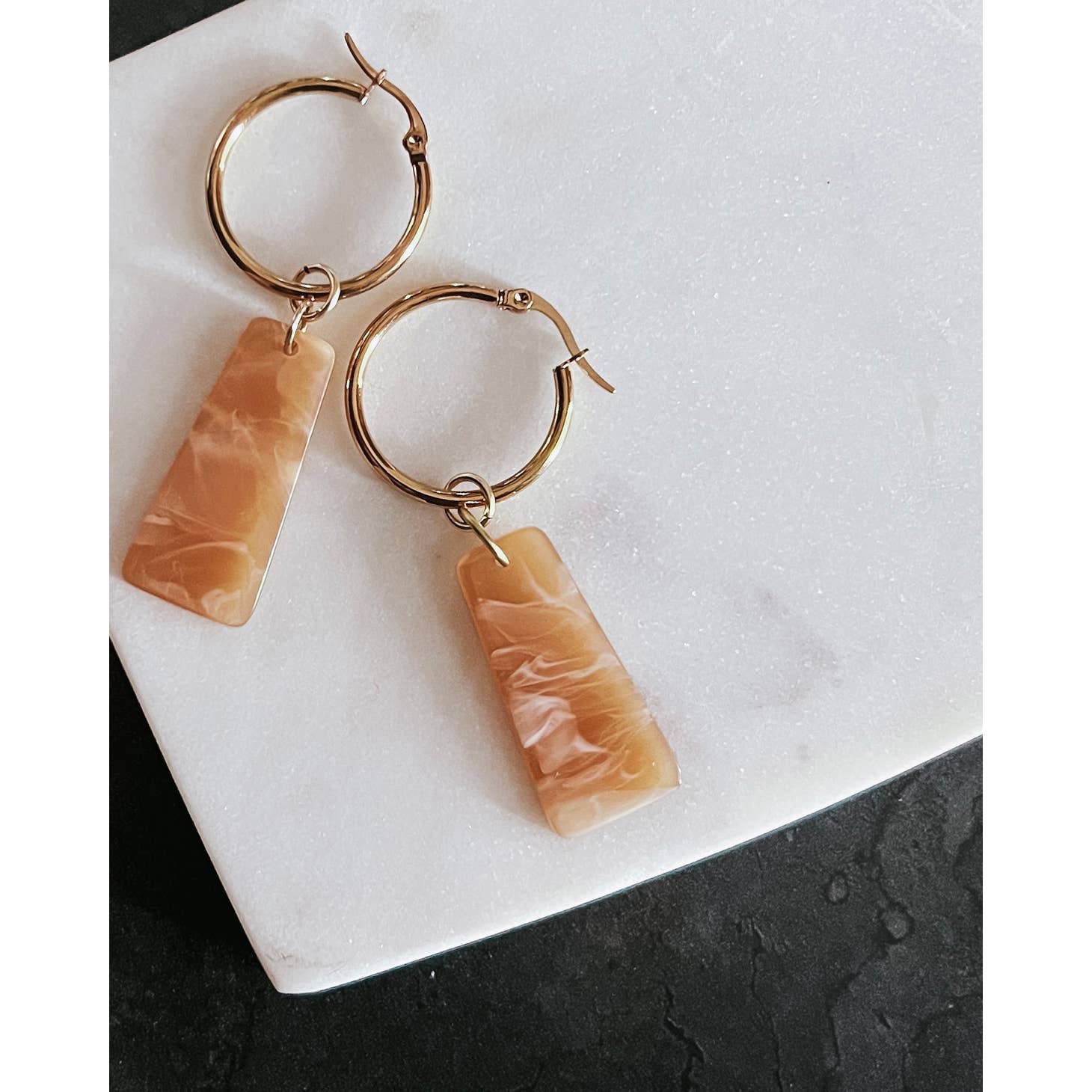 Beljoy: Callum Acrylic Charm Hoop Earrings: Tangerine