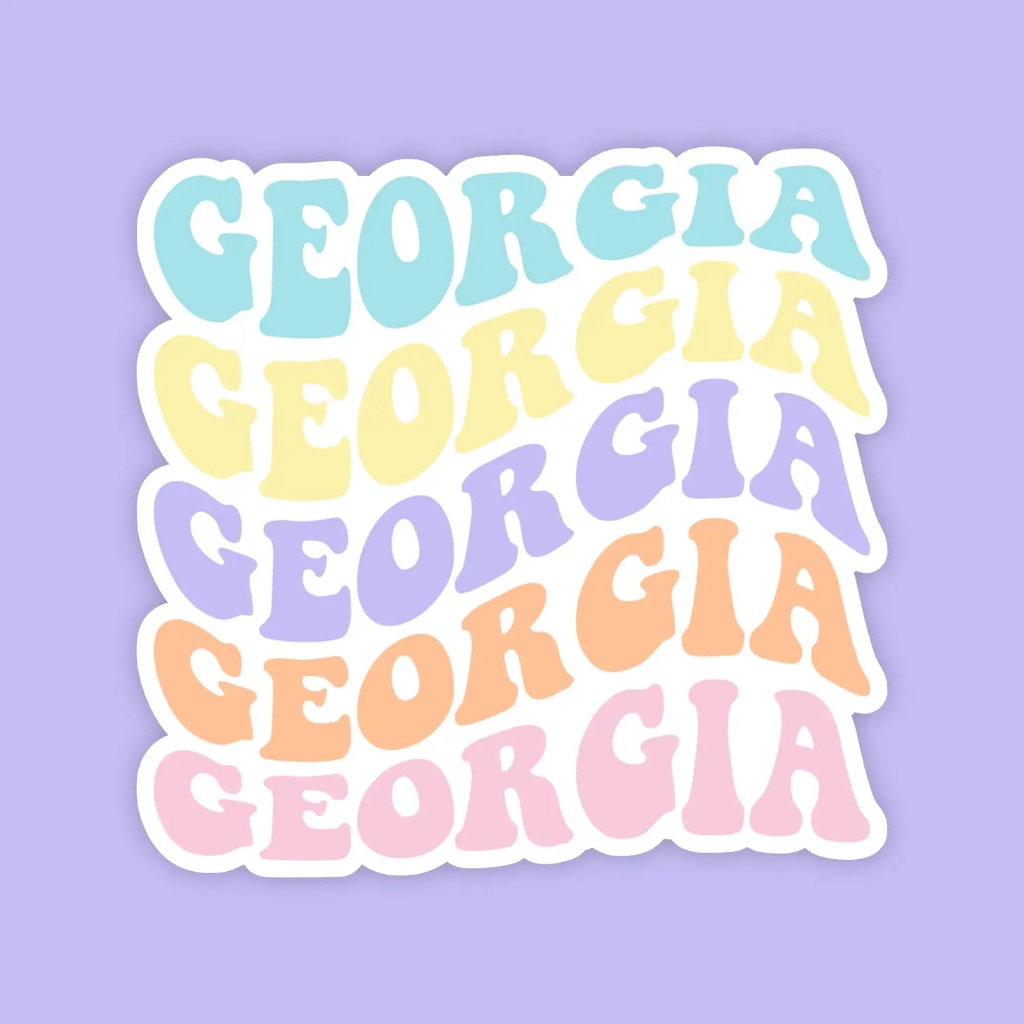 Georgia Beachy Retro State Name Sticker
