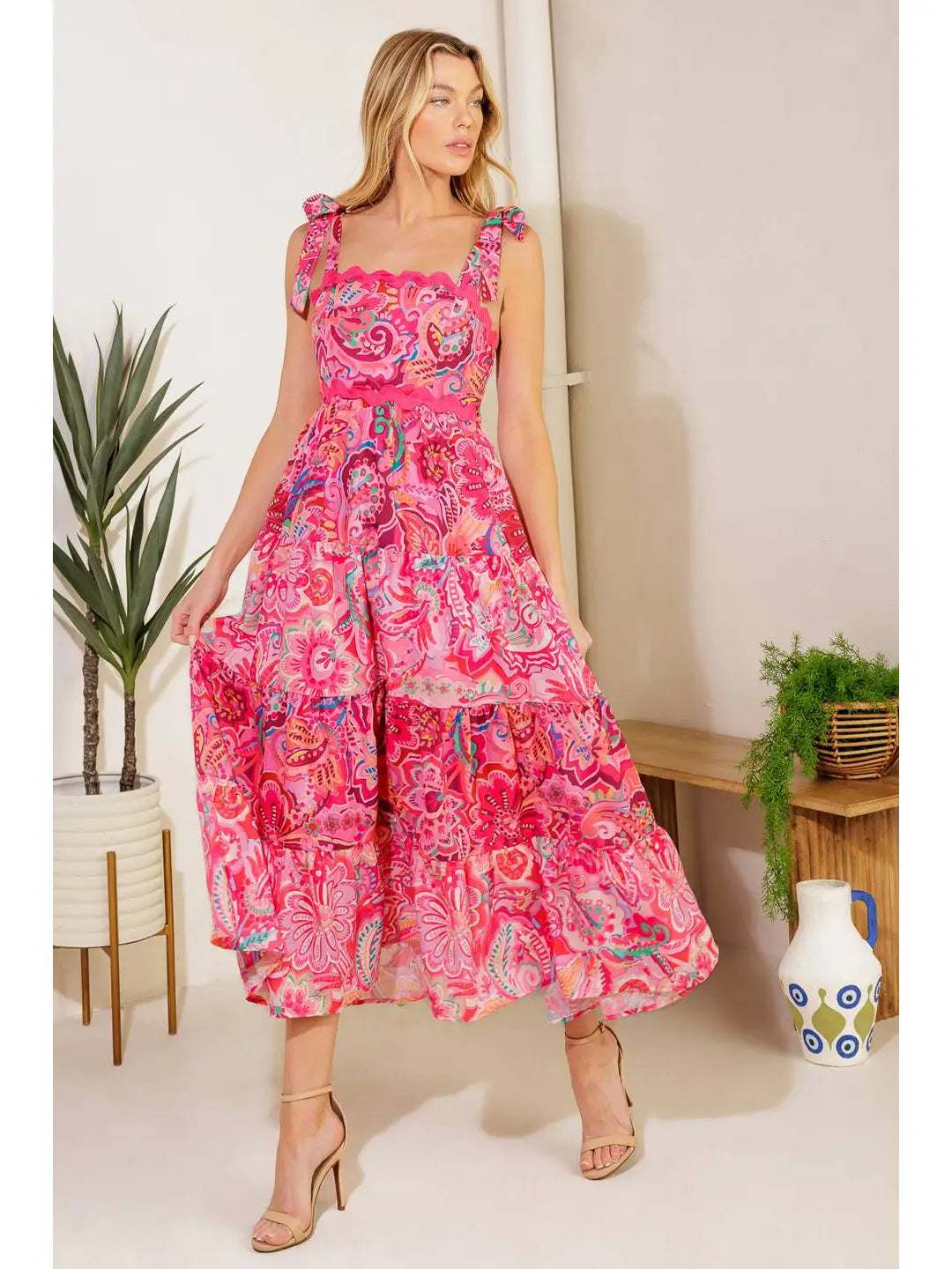 Madison Printed Woven Midi Dress