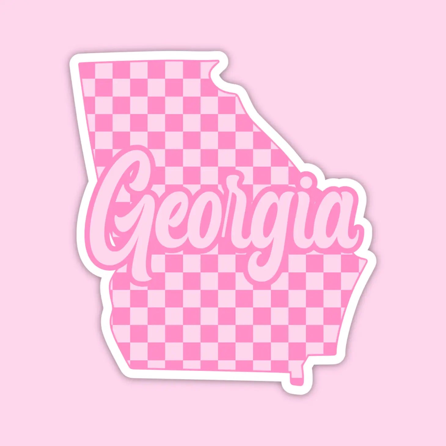 Georgia Pink Checker State Sticker