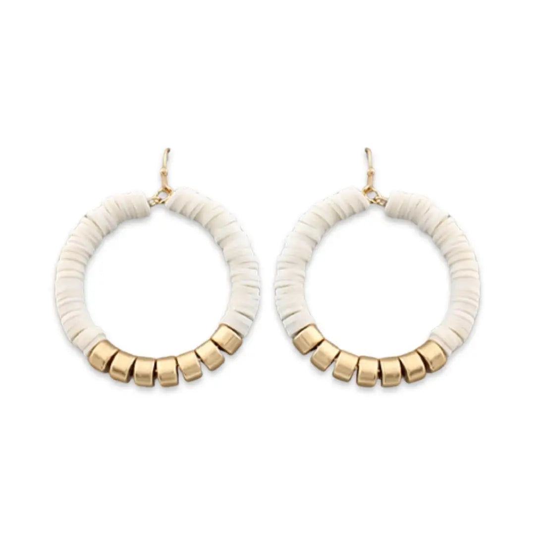 Pierce + Hide: White and Gold Circle Earrings