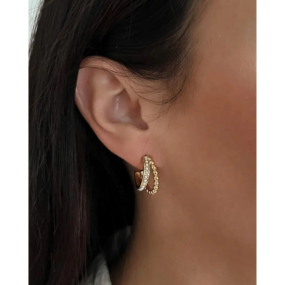 Beljoy: Enzo Gold Pearl Hoop Earrings
