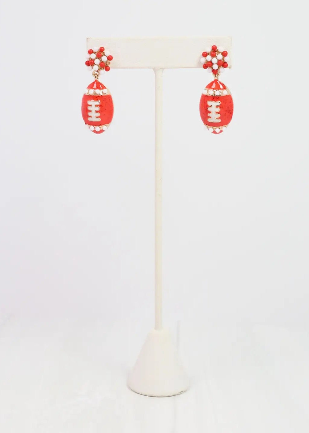 Caroline Hill: Adler Football Earrings Red/White